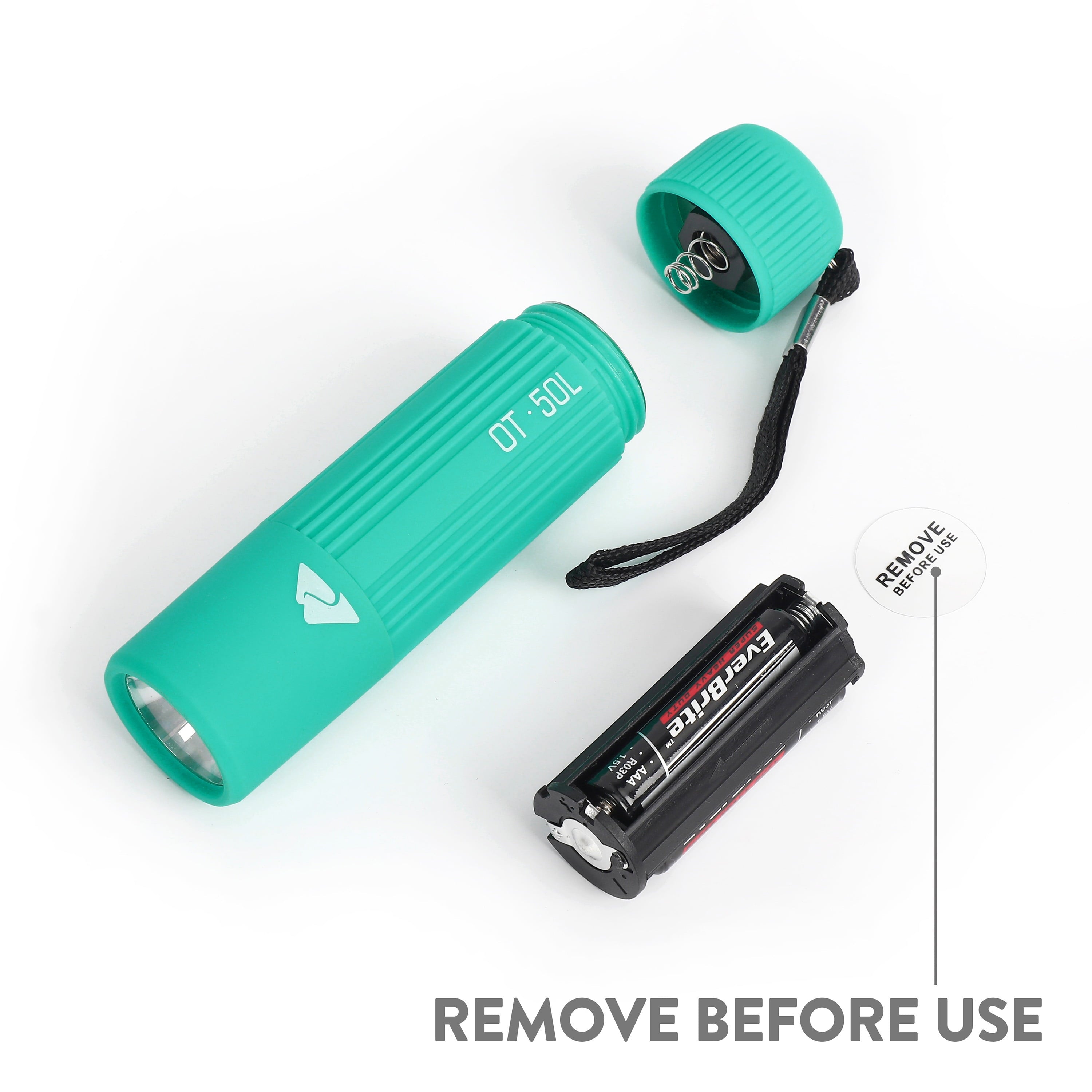 Ozark Trail Single Mini LED Flashlight, 50 Lumens, Handheld, 3 AAA Batteries, Teal