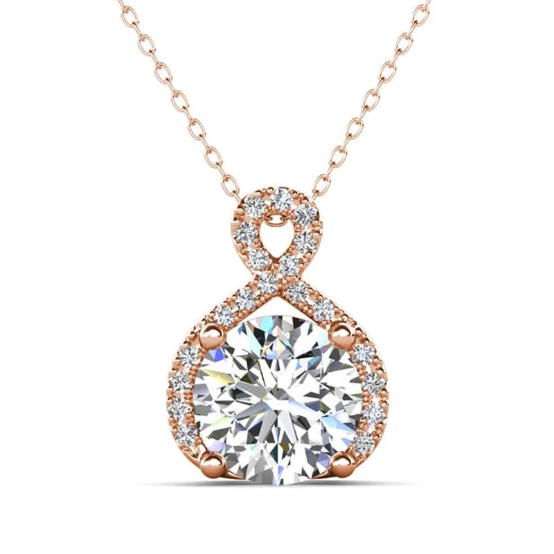 Alessandra 18K Rose Gold Plated Women's Necklace with Simulated Diamond Crystals