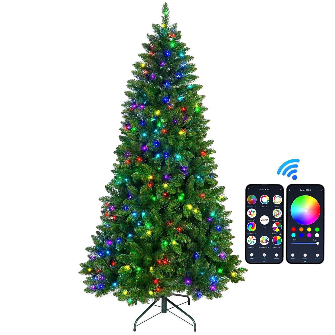 7Ft Prelit Christmas Tree with 400 LED Lights, App-Controlled Multi-Color RGB Lights, 1063Branch Tips, Easy to Assemble, for Home, Party