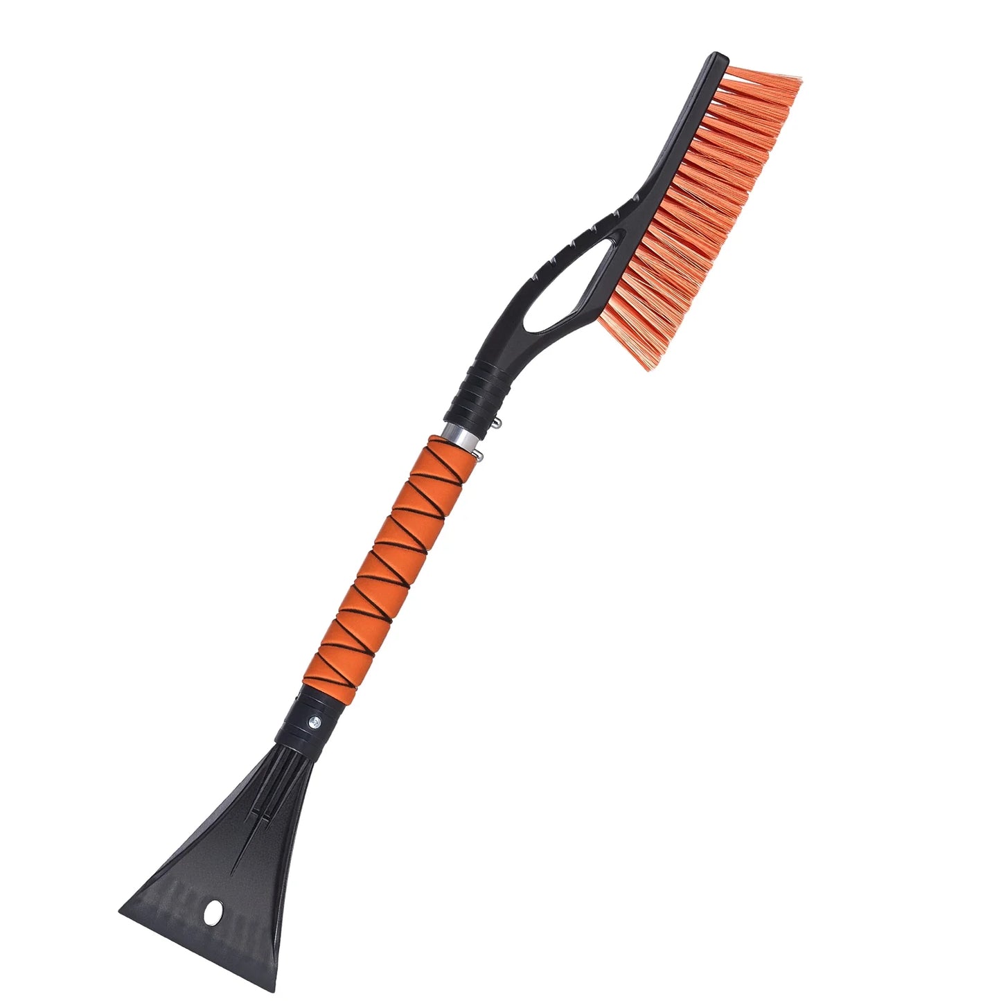 27-Inch Aluminum Snow Brush and Ice Scraper with Foam Handle and Non-Scratch Bristles - Lightweight, Portable, and Detachable Design for Vehicle Windshields