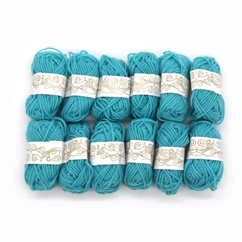 12-Piece Set of Soft Handmade Knitting Yarn - Thick Crochet Wool Line