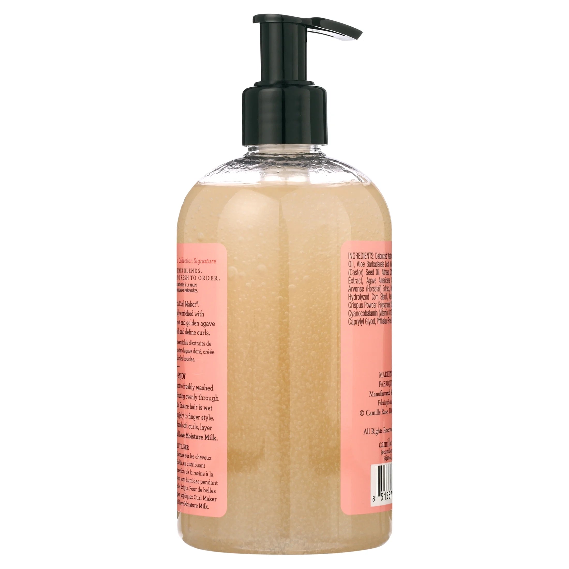 Camille Rose Curl Maker Define & Style Hair Styling Gel with Marshmallow Extract & Agave Leaf Extract, 12Oz