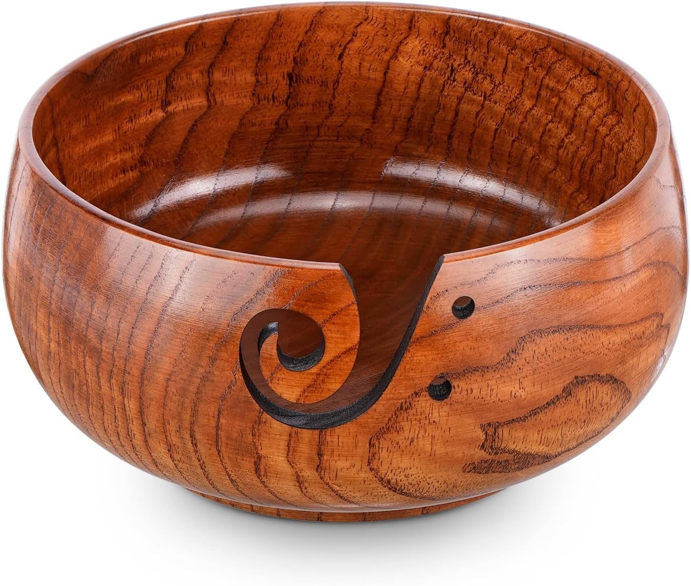 Wooden Knitting Yarn Bowl with Holes for Organized Storage