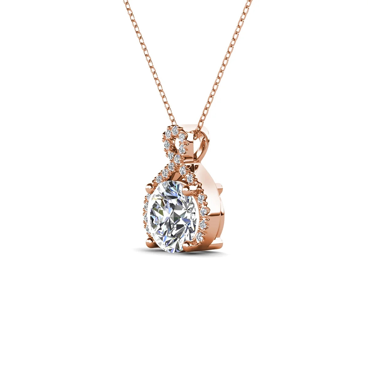 Alessandra 18K Rose Gold Plated Women's Necklace with Simulated Diamond Crystals