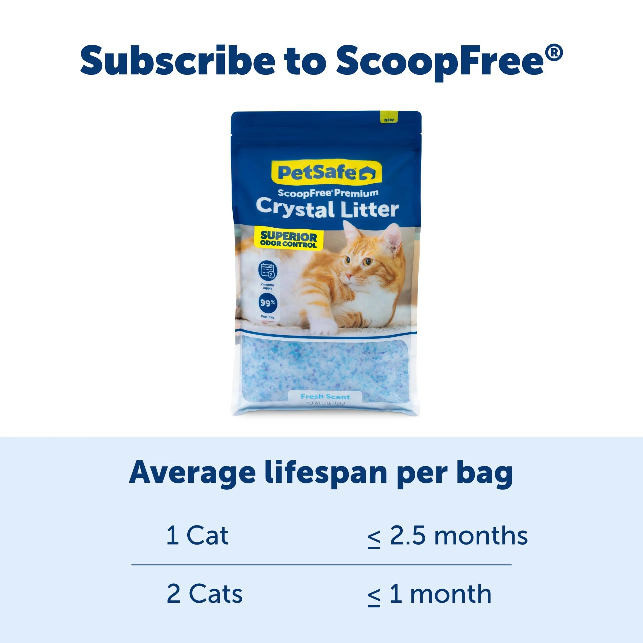 Petsafe Scoopfree Premium Fresh Crystal Cat Litter, 10 Lb Bag, Odor Control Lasts up to 2.5 Months