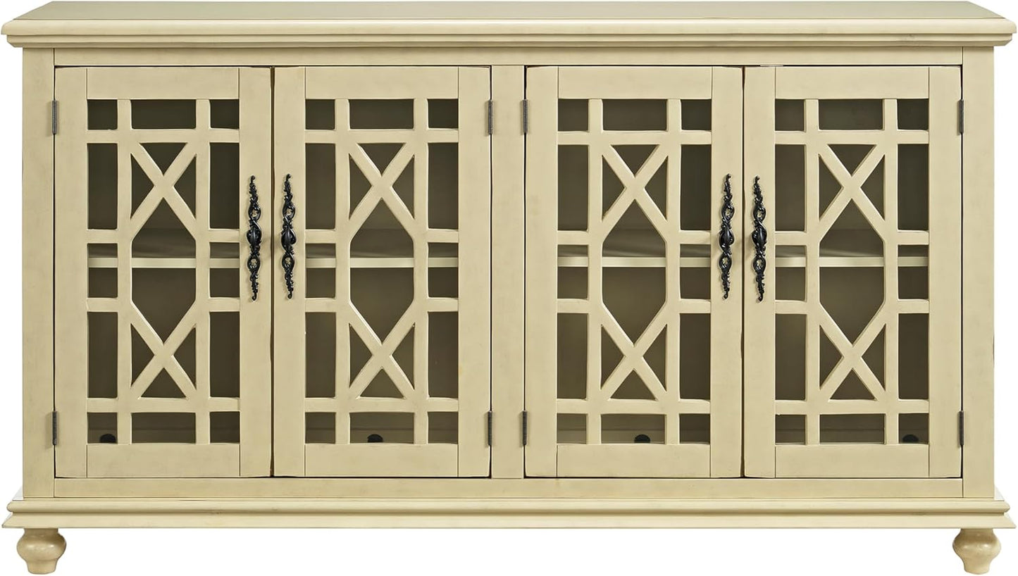 Martin Svensson Home Marche 63" Antique Silver TV Stand - Versatile Multi-Functional Design with Ample Storage in Two Large Cabinets