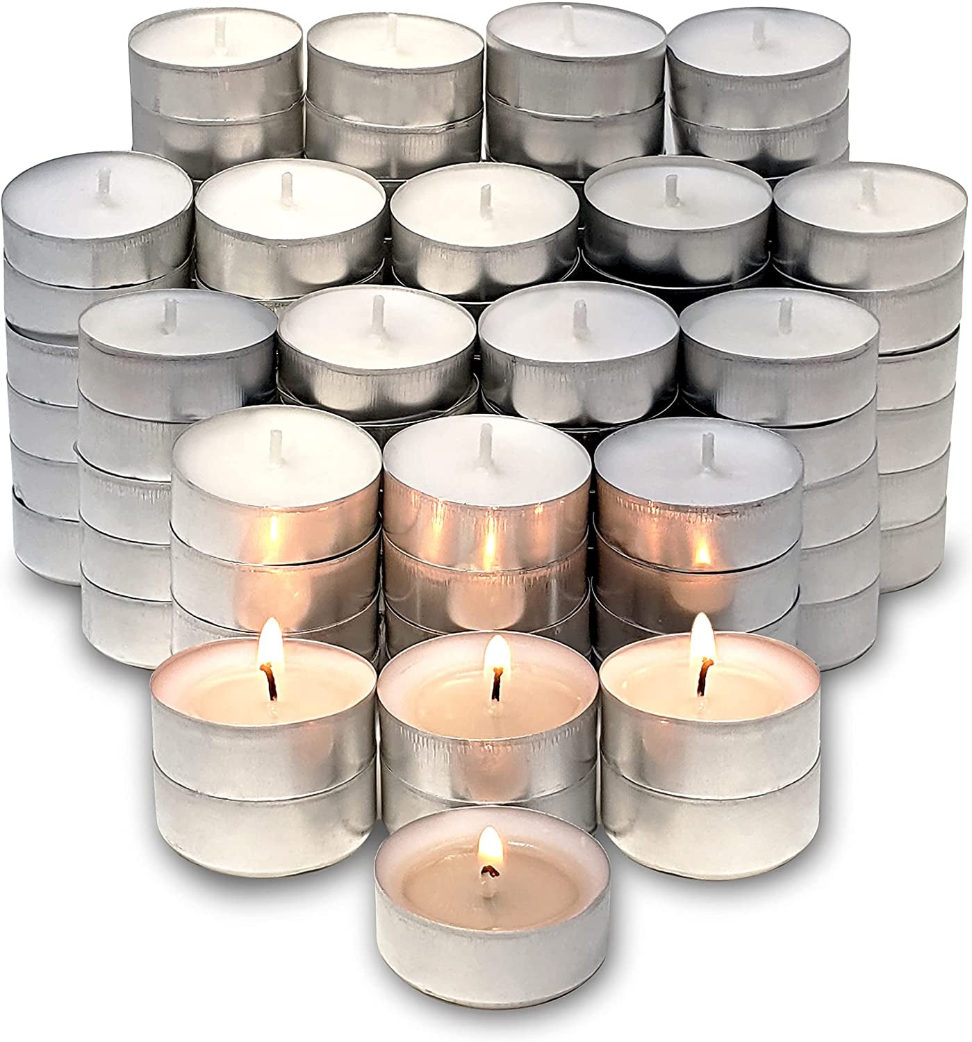 Hyoola Bulk Tea Light Candles - 50 Pack of Natural Palm Oil Unscented Candles - European Quality - 4 Hour Burn Time