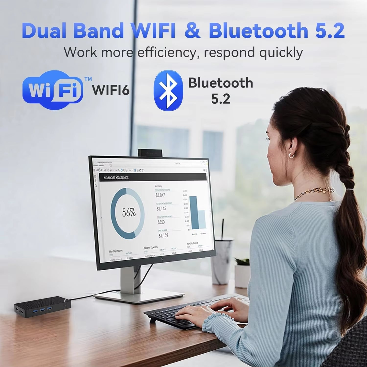 MOREFINE M10 Mini PC Alderlake N100 Portable Computer LPDDR5 12GB 512GB Windows11Pro SATA SSD 1000M Pocket Pc Gaming Computer