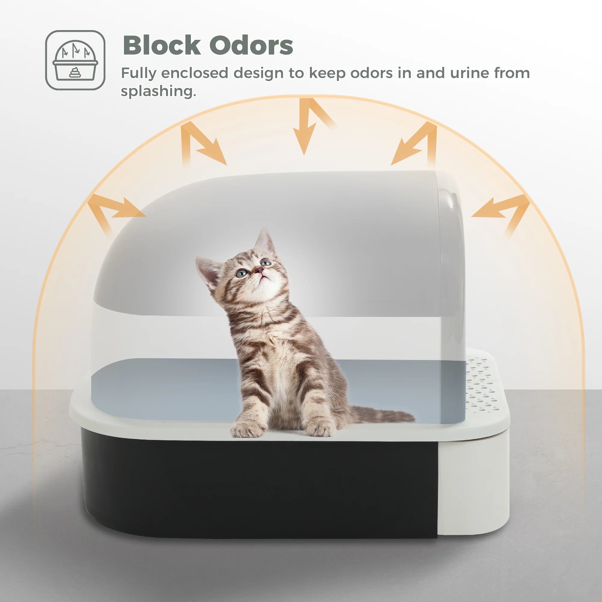 PAWZ Road Large Cat Litter Box with Scoop Litter Box with Lid Double-Layer Leak-Proof Litter Box for Cat, Black