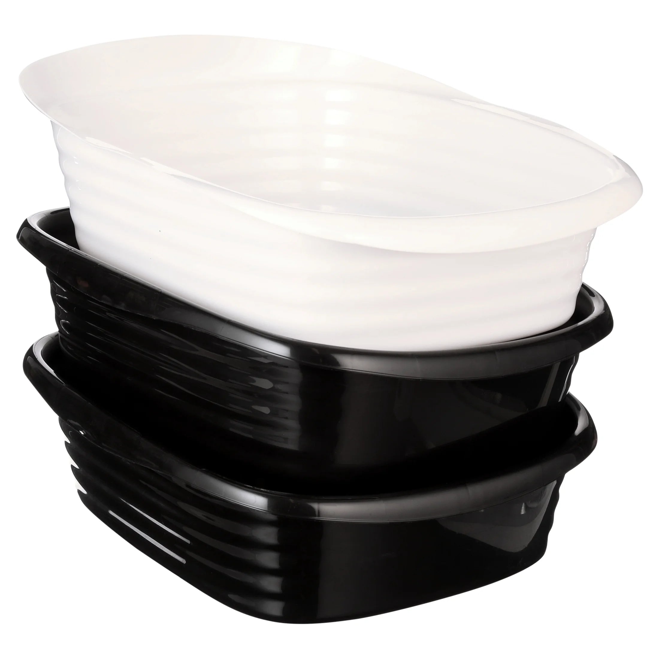 Arm & Hammer Sifting Cat Litter Box, 2 Open Top Plastic Cat Litter Pans and Cat Litter Tray, Large, Black and White