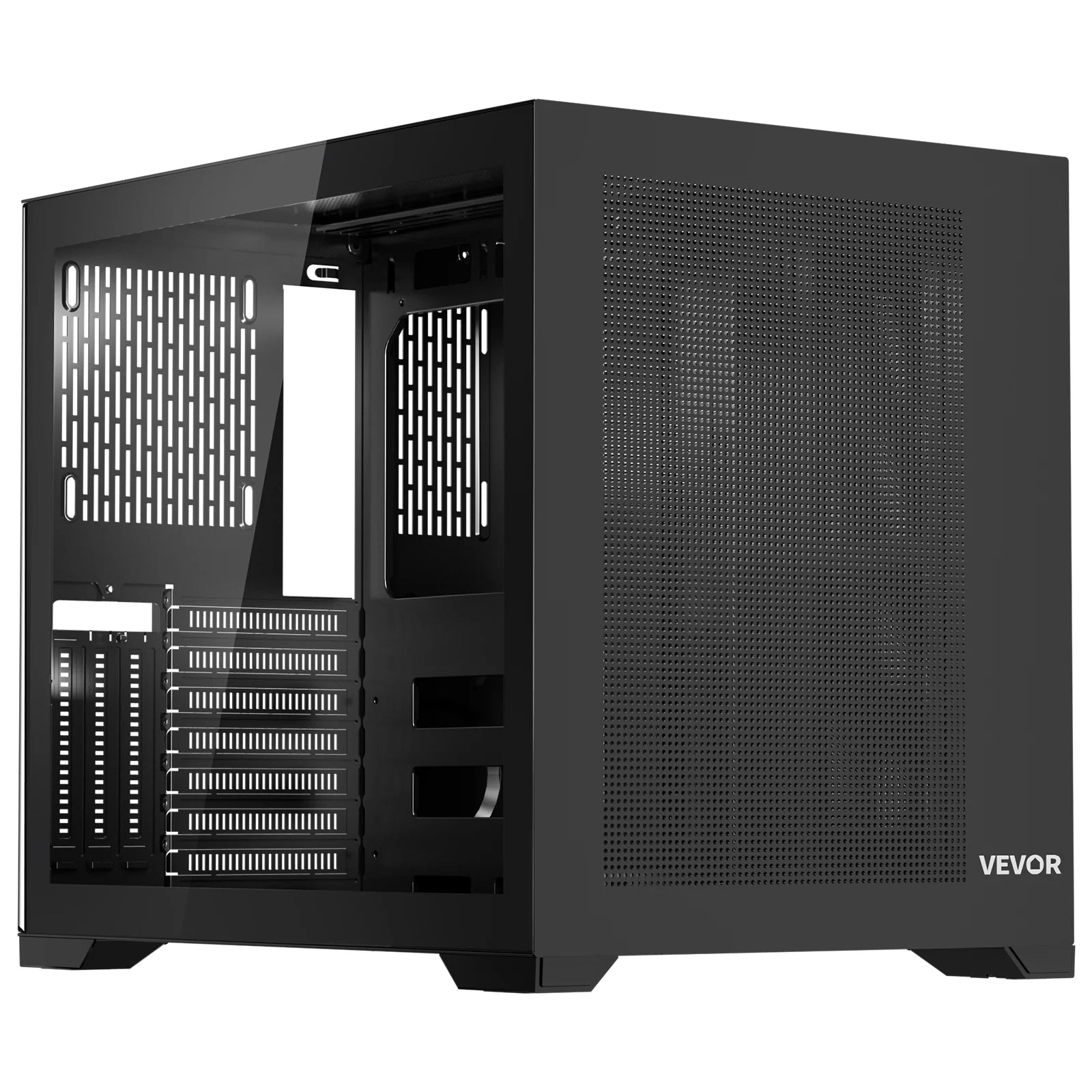 VEVOR Mid-Tower PC Case, Dual Chamber, Gaming Computer Case with Tempered Glass Panels, Magnetic Dust Filter, Cable Management, for GPU up to 410 Mm in Length, Compatible with ATX/M-ATX/ITX