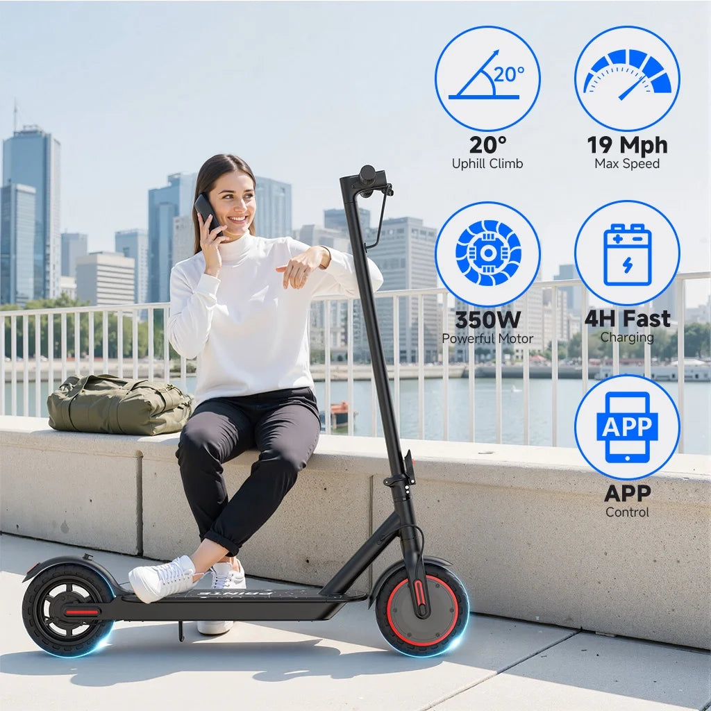 PRINTE N6 Electric Scooter 350W with LCD Display Waterproof APP 19MPH for Adult and Teen