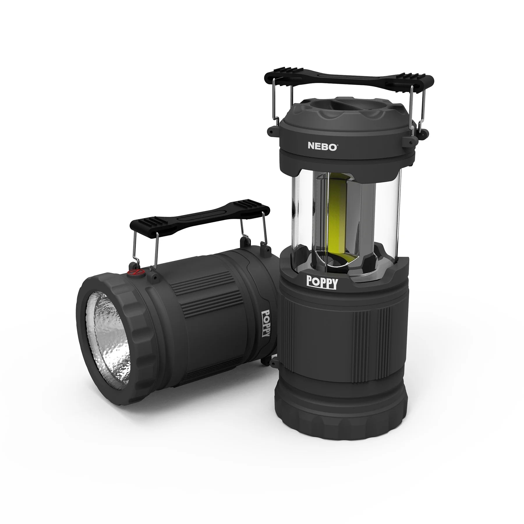 NEBO Poppy 300 Lumen Gray Lantern and 150 Lumen Spotlight, Battery Operated