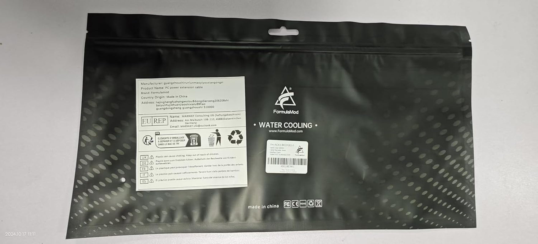 Formulamod Sleeve Extension Power Supply Cable Kit 18AWG ATX 24P+ EPS 8-P+PCI-E8-P with Combs for PSU to Motherboard/Gpu Fm-Nck3 (Black Orange Grey)