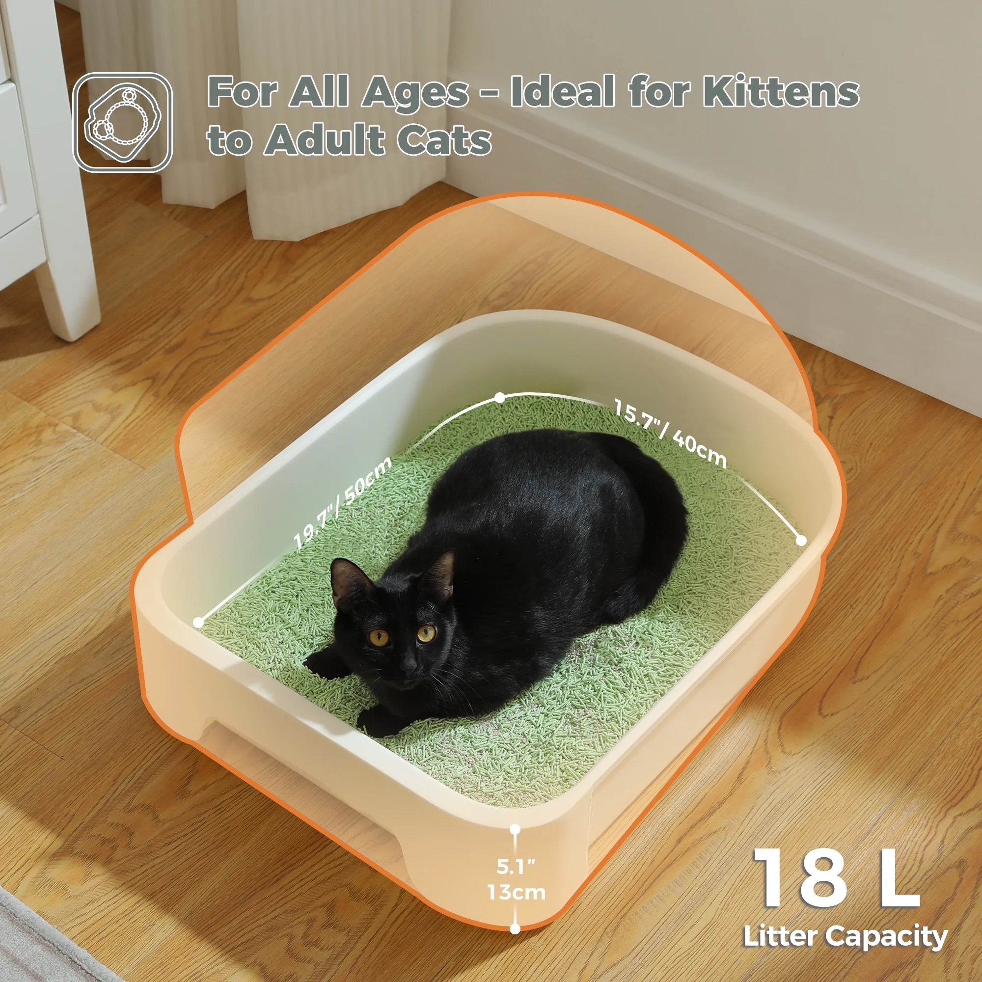 PAWZ Road Large Cat Litter Box with Scoop Litter Box with Lid Double-Layer Leak-Proof Litter Box for Cat, Black