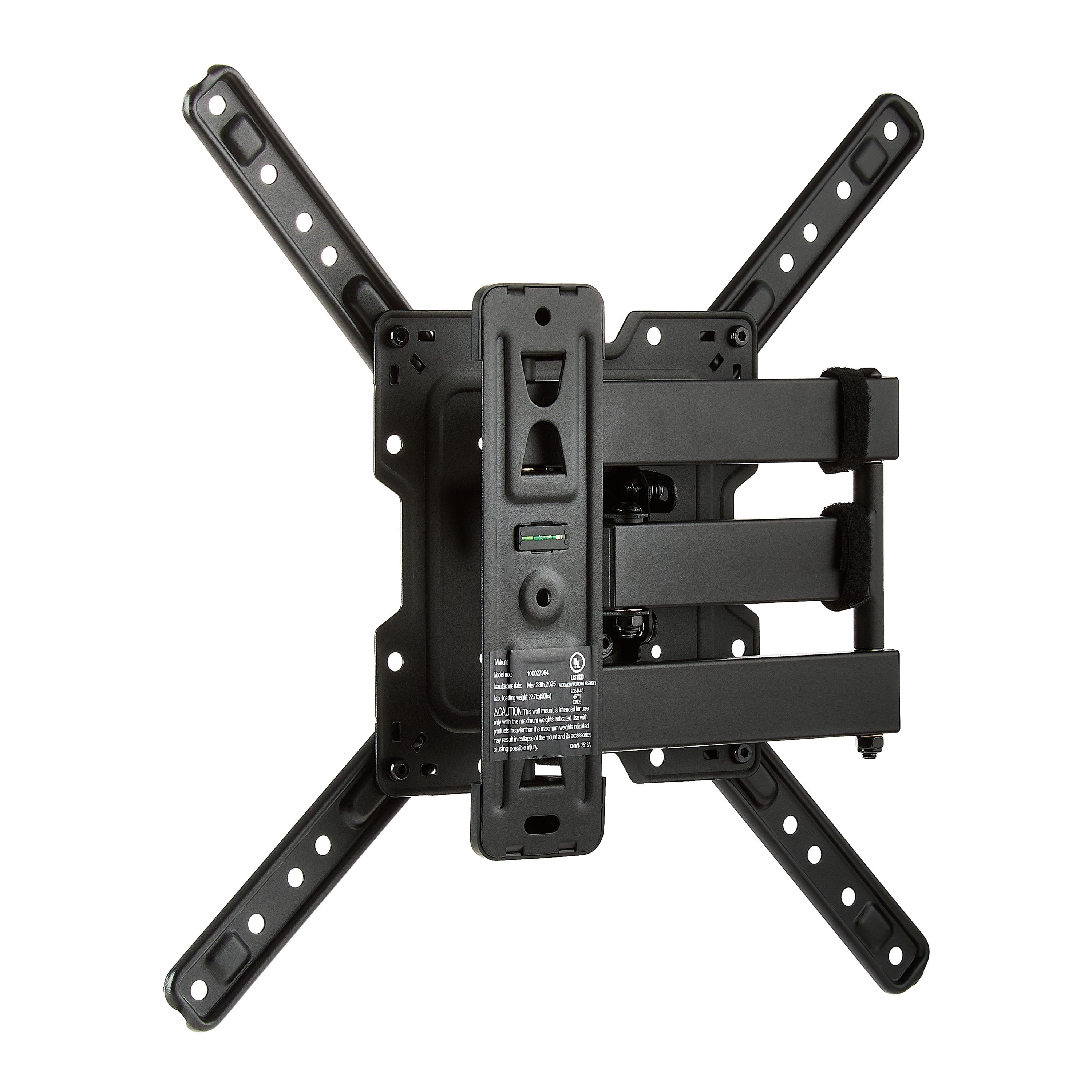 Onn Full Motion TV Wall Mount for 19" to 50" Tvs, UL Listed, Swivel ±45°, up to +5/-15°Tilting
