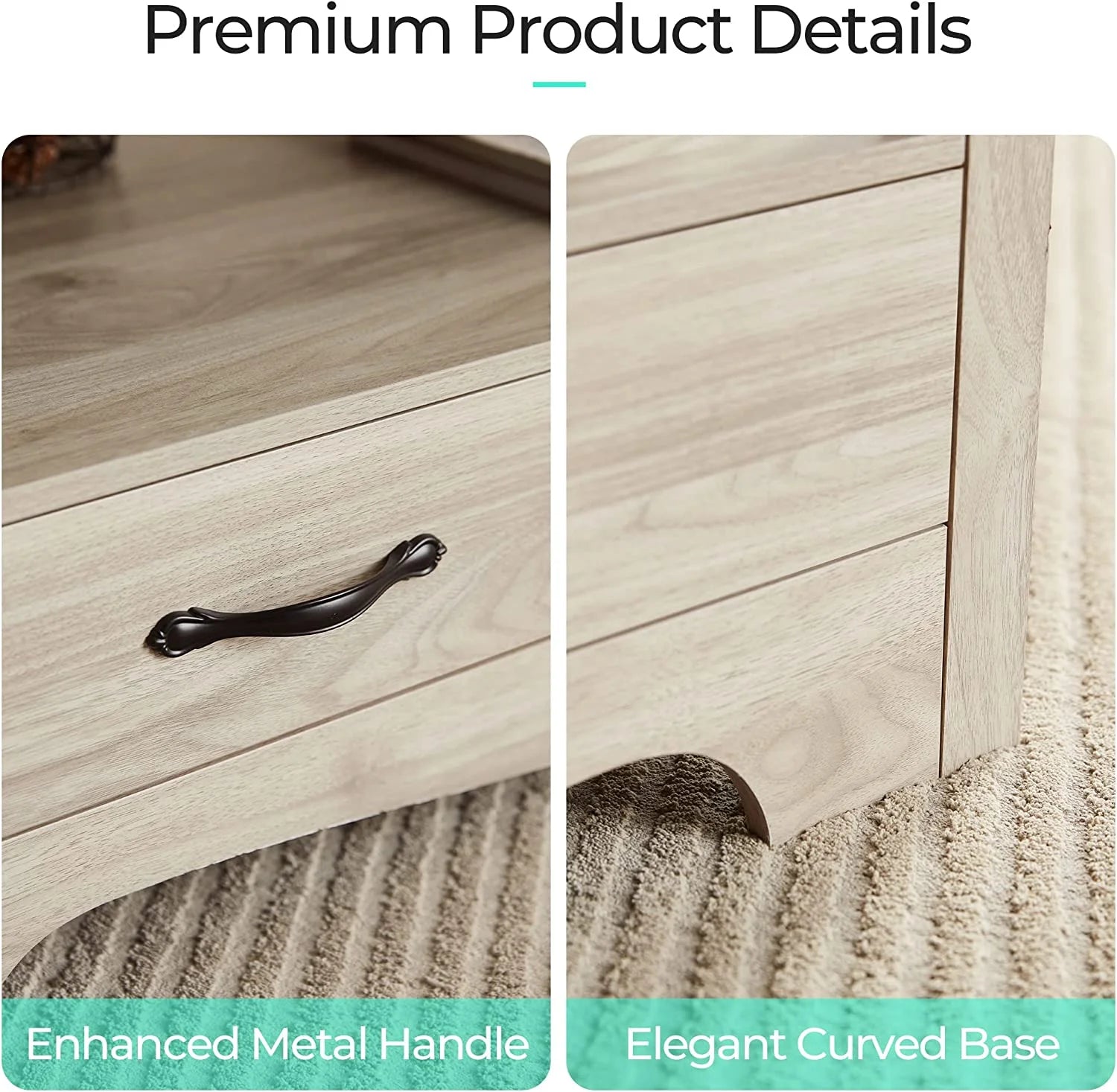 LINSY HOME Coffee Table with Storage Drawers, Wooden Farmhouse TV Stand Center Table for Living Room, Oak White