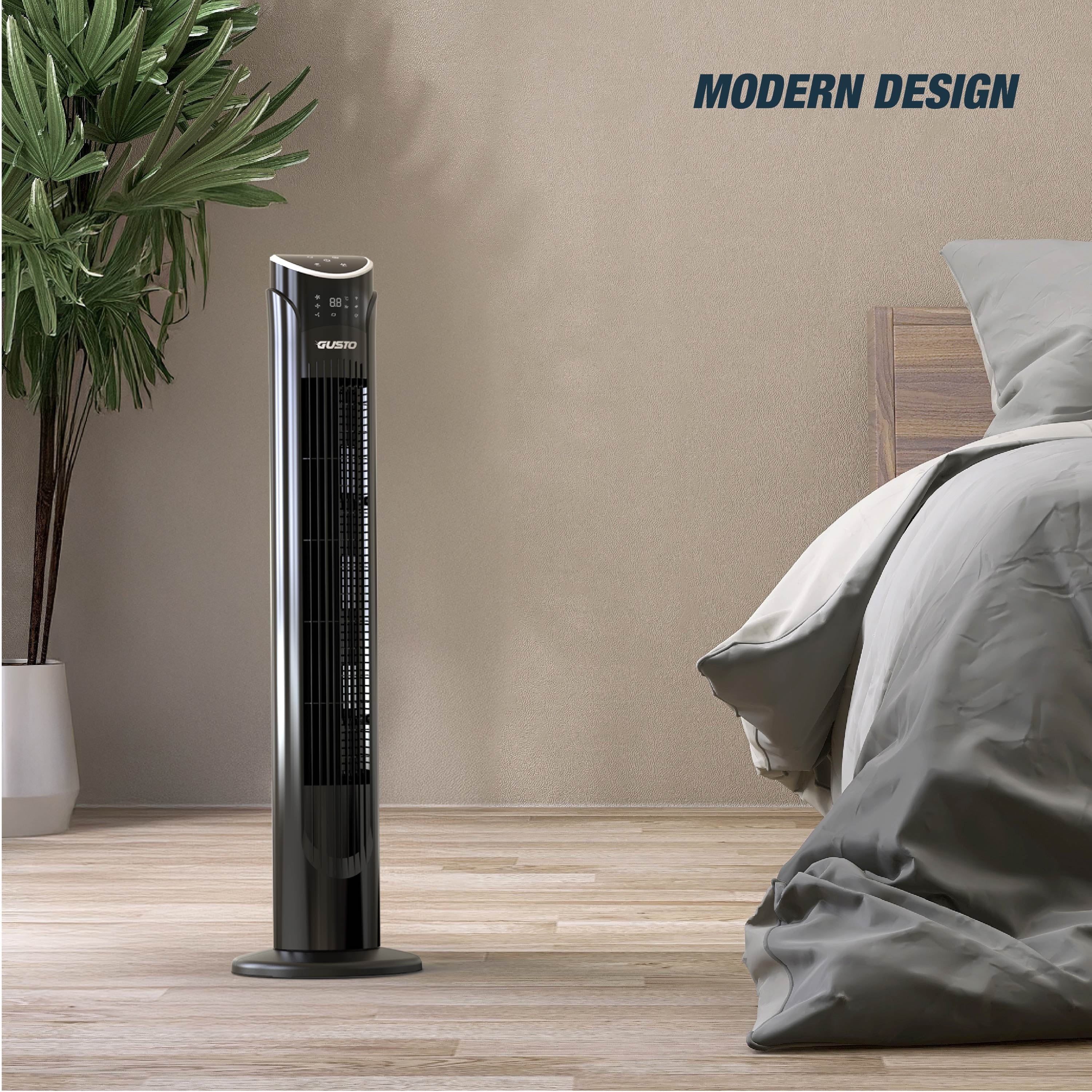 Gusto 33" Bladeless Tower Fan, 3-Speed Electric Fan with LED Display and Wifi Function, Black