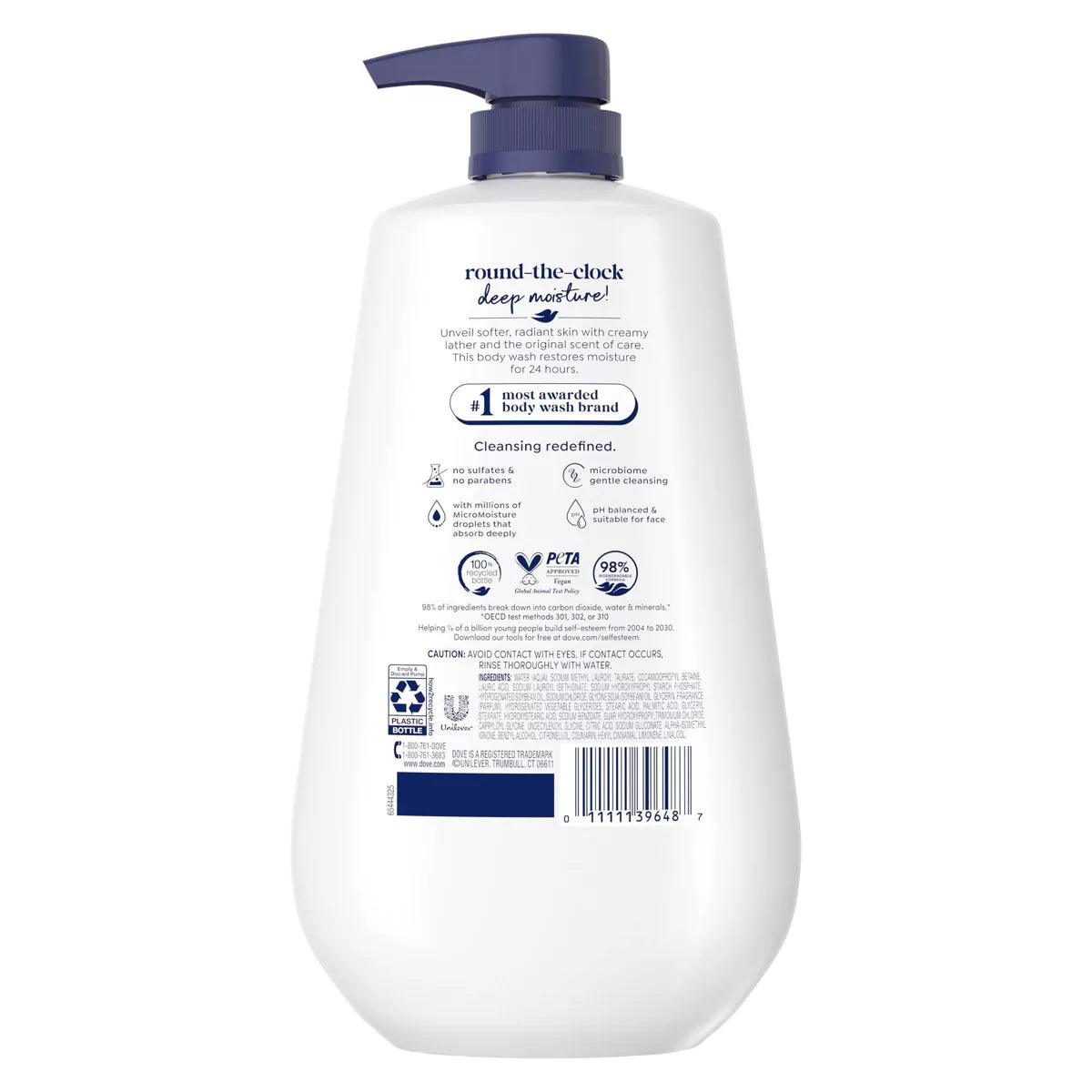 Dove Beauty Deep Moisture Body Wash Nourishes the Driest Skin 24Hr Lotion-Soft Skin - 30.6 Fl Oz