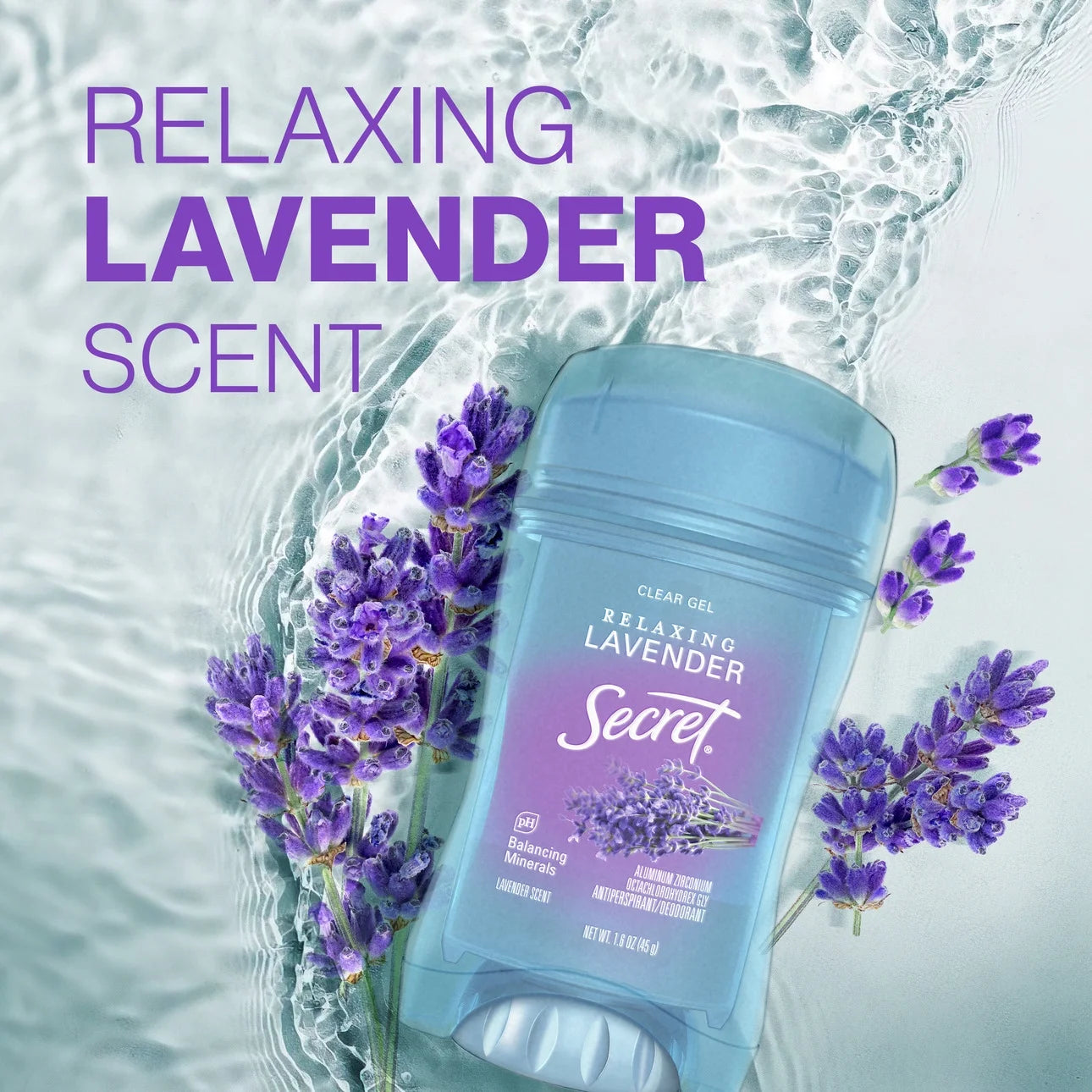 Secret Fresh Clear Gel Antiperspirant Deodorant for Women, Lavender, 2.6 Oz