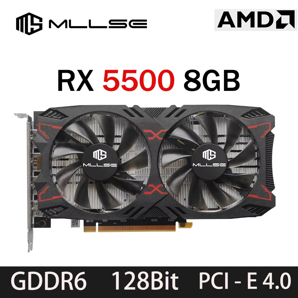 MLLSE Graphics Card RX 5500 8Gb Placa De Video Gaming 7NM 128Bit GDDR6 8Pin PCI Express 4.0 X 8 1717Mhz DP*3 Desktop