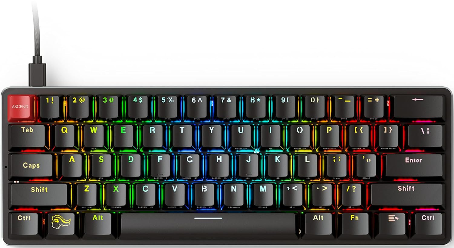 GMMK 60% Compact Custom Gaming Keyboard - USB-C Wired Mechanical Keyboard with RGB Hot-Swappable Switches and Keycaps - Black Metal Top Plate