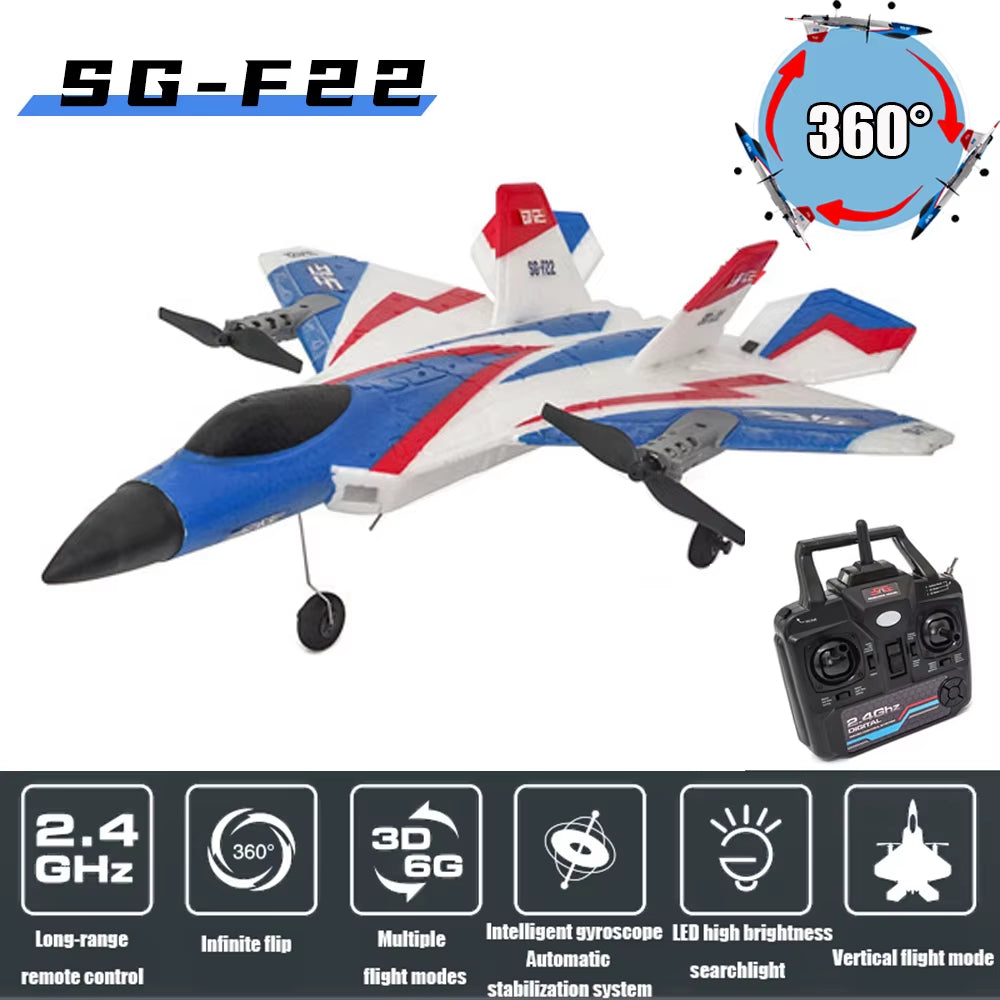 F22 Stunt RC Plane - 2.4G Remote Control Glider, 3D EPP Foam Airplane for Children