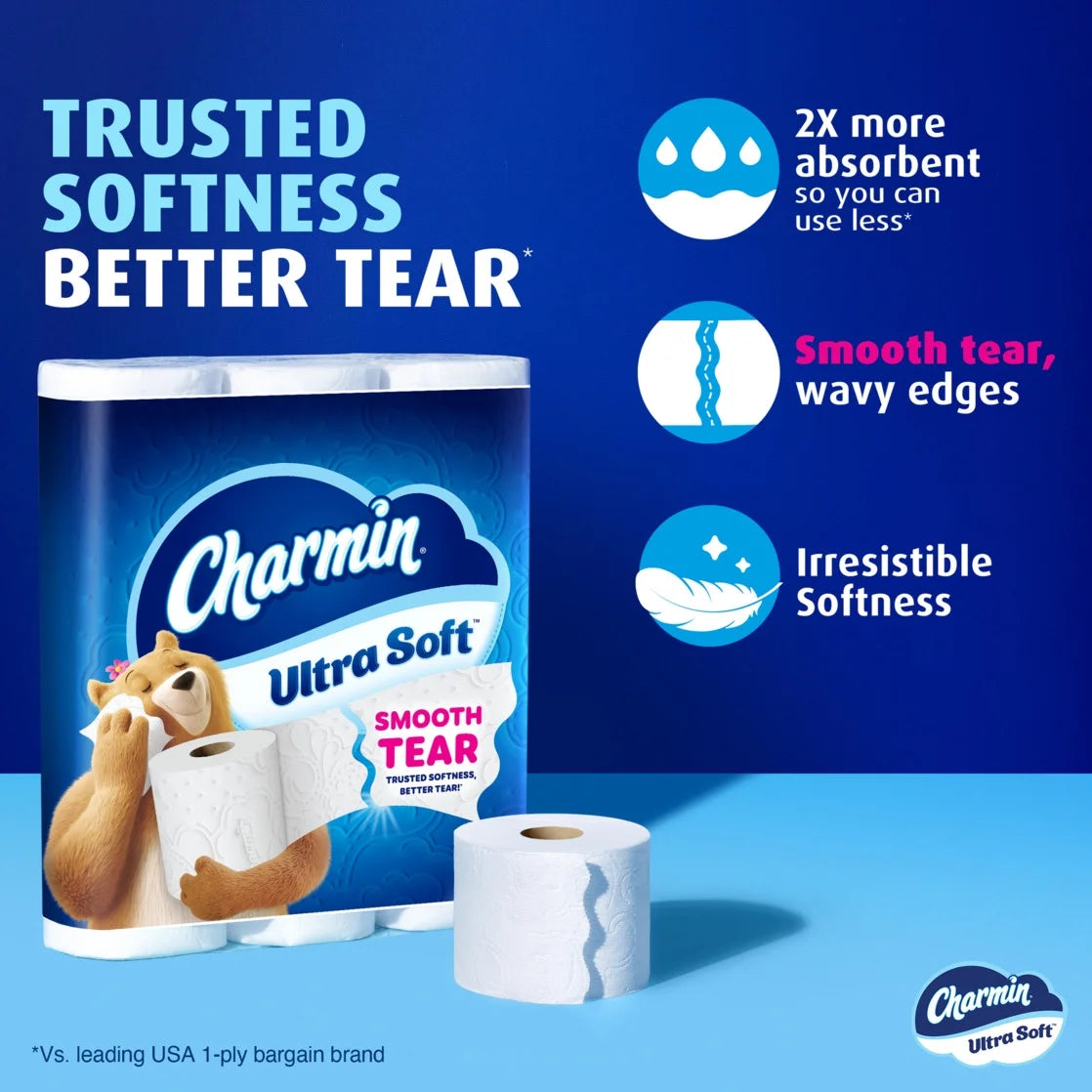 Charmin Toilet Paper Ultra Soft, 24 Mega Rolls, 2-Ply Bath Tissue