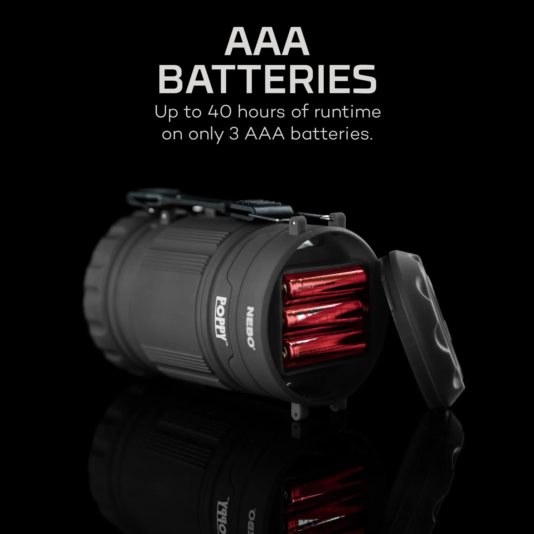 NEBO Poppy 300 Lumen Gray Lantern and 150 Lumen Spotlight, Battery Operated