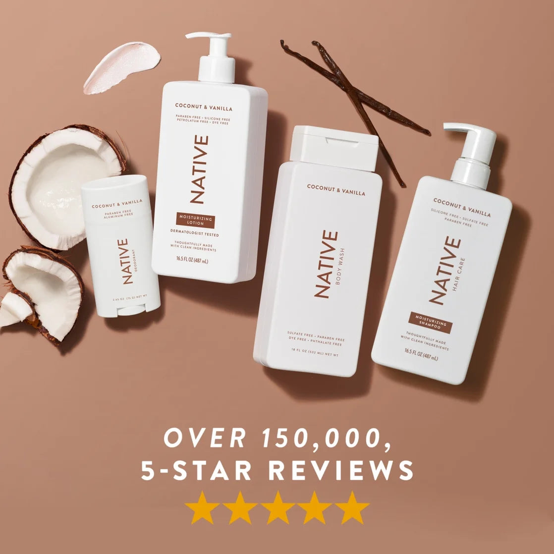 Native Deodorant, Aluminum Free, Coconut & Vanilla, Deodorant for Women and Men, 2.65 Oz