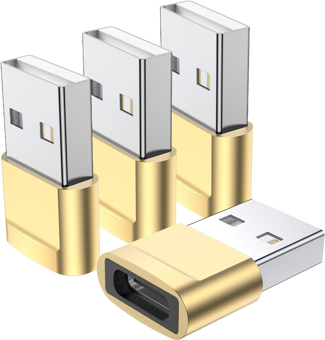 USB C Female to USB Male Adapter (4-Pack), Type C to USB a Charger Converter for Iphone 17 16 15 14 13 12 11 Pro Max, Samsung Galaxy S25 S24 S23 S22 Ultra, Apple Iwatch Watch Series 7 8, Airpods,Ipad