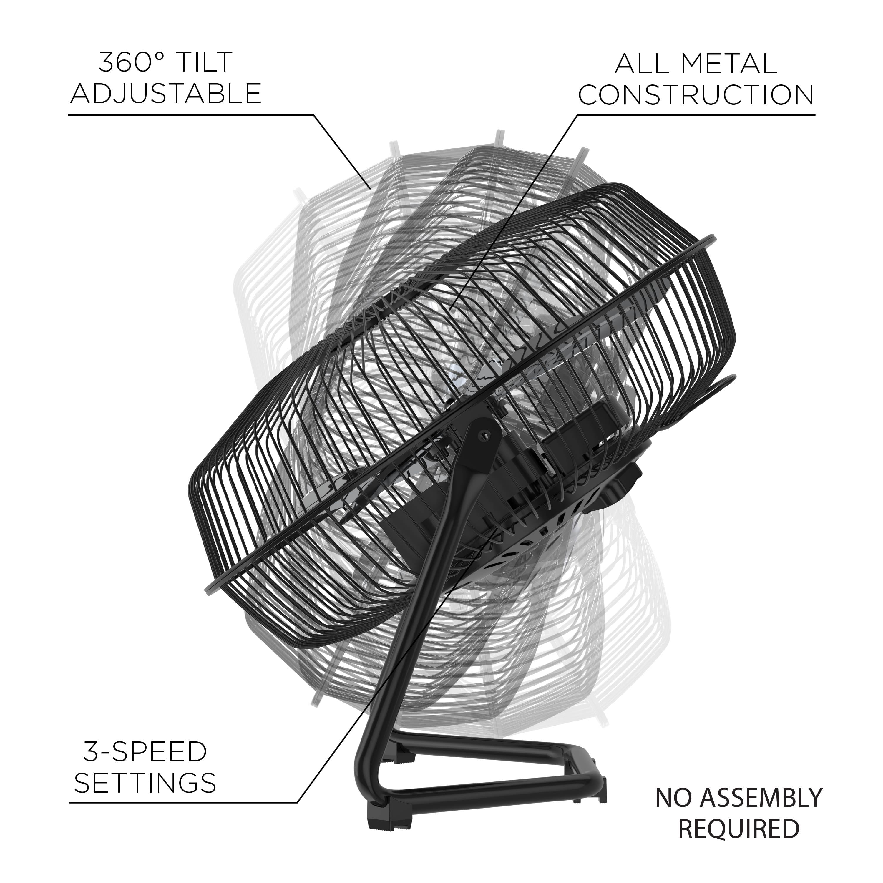 Airtek High Velocity Desk Fan, 3-Speed Electric Fan with Metal Blades and Safety Grilles