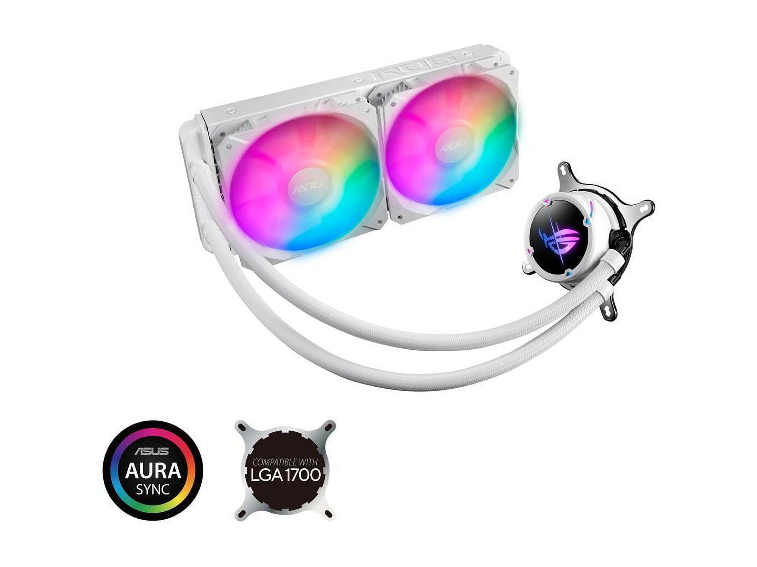 ASUS ROG Strix LC II 240 ARGB White Edition All-In-One AIO Liquid CPU Cooler 240Mm Radiator, Intel LGA1700, 115X/2066 and AMD AM4/TR4 Support, 2X 120Mm 4-Pin PWM Addressable RGB Radiator Fans