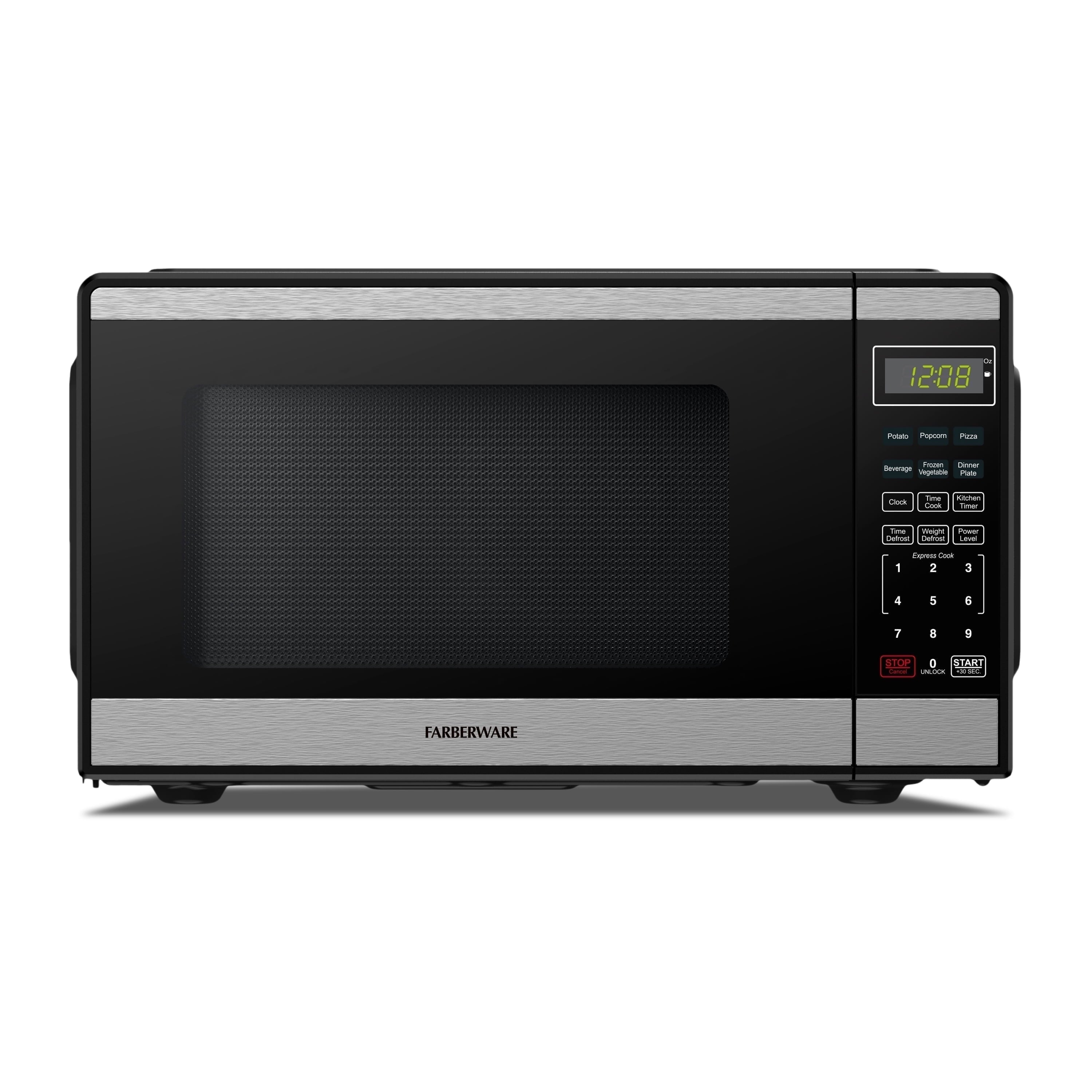 0.9 Cu. Ft. Black and Stainless Steel Countertop Microwave with 900W Power, Child Lock, Defrost, and Auto Cook Menu Options