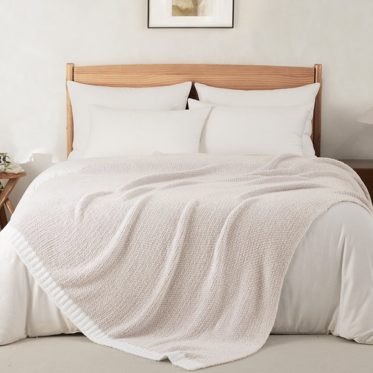 Knit Throw Blanket - Soft and Cozy for Couch, Sofa, or Bed, 50" x 60", Camel