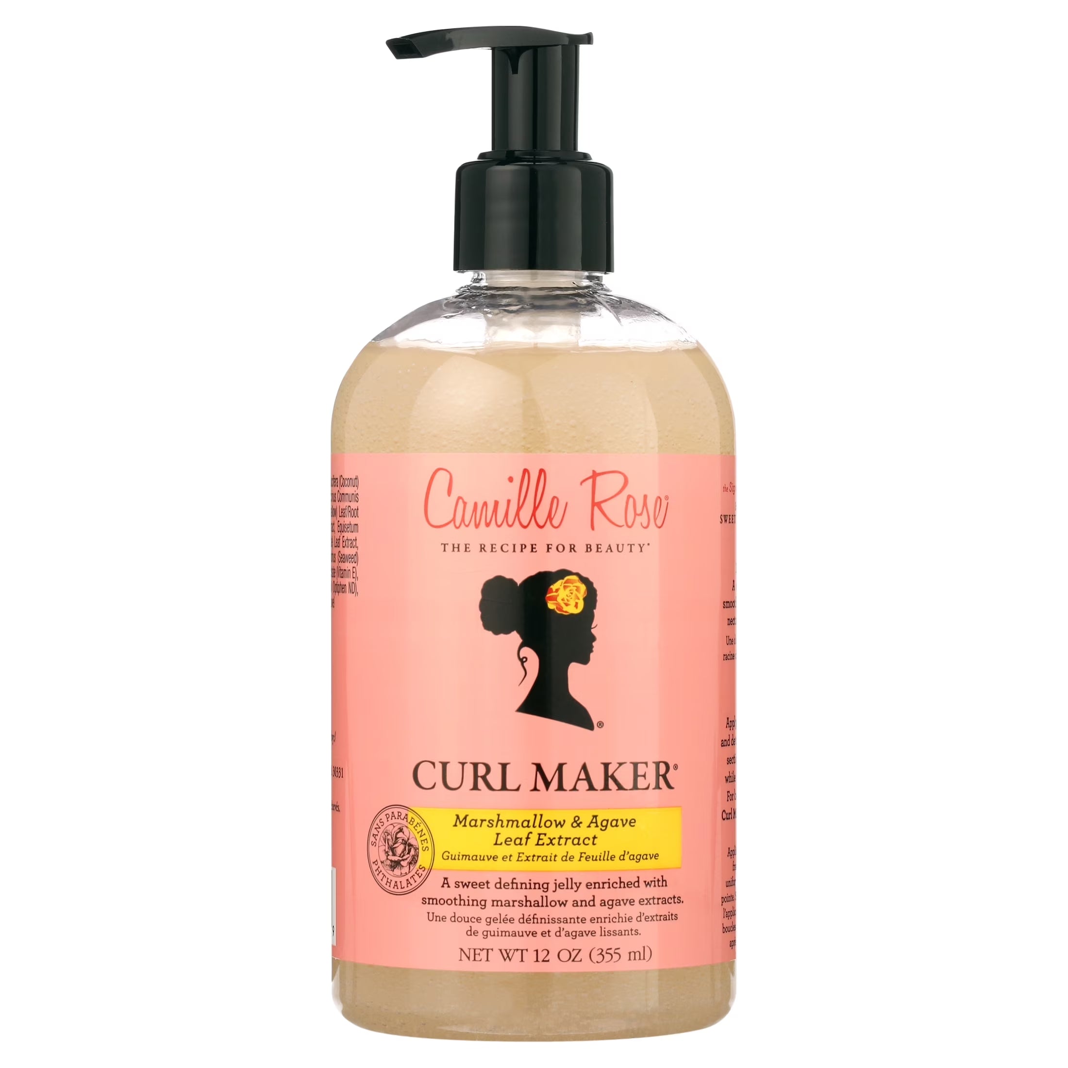 Camille Rose Curl Maker Define & Style Hair Styling Gel with Marshmallow Extract & Agave Leaf Extract, 12Oz