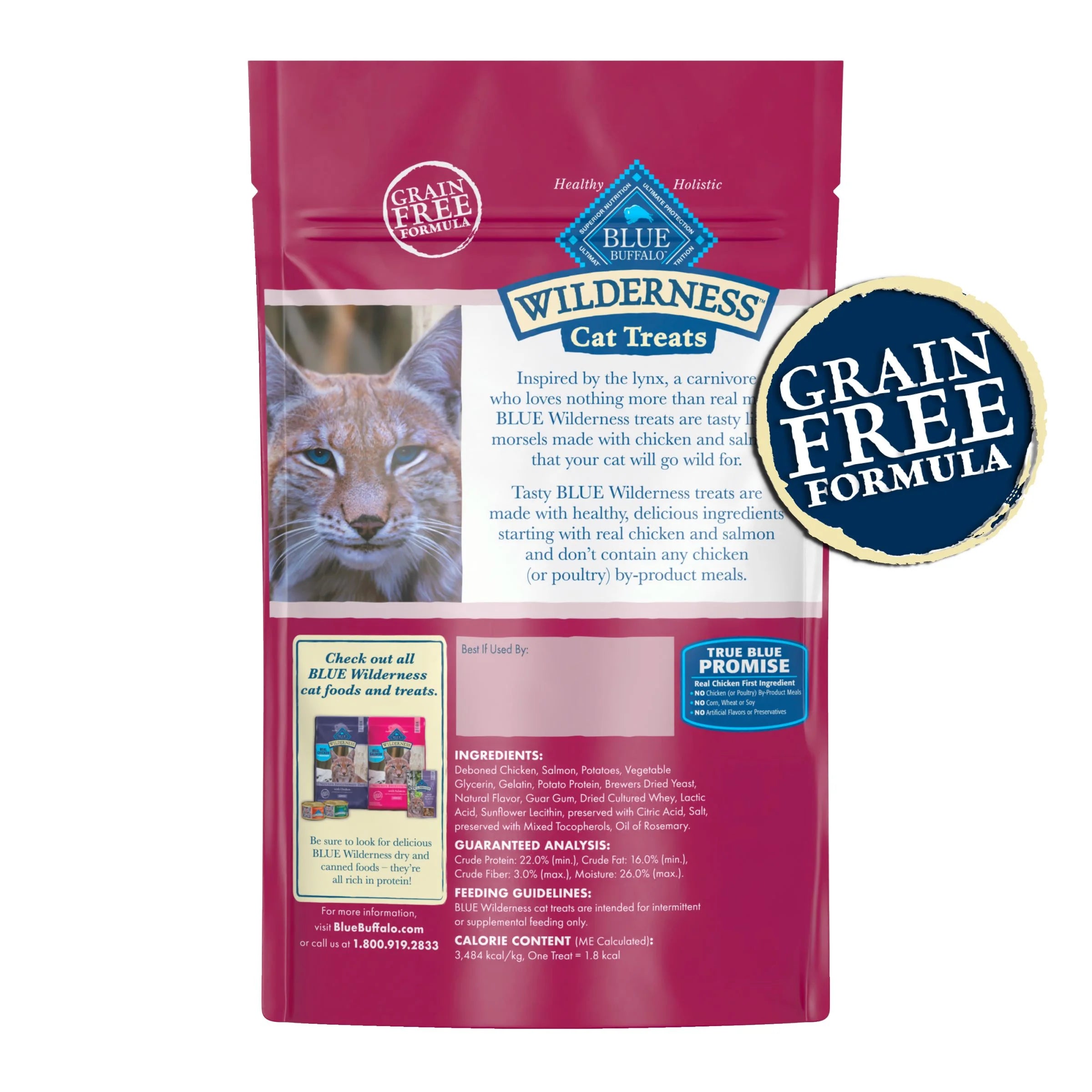 Wilderness Chicken & Salmon Flavor Dry Soft Treats for Cats, Grain-Free, 2 Oz. Bag