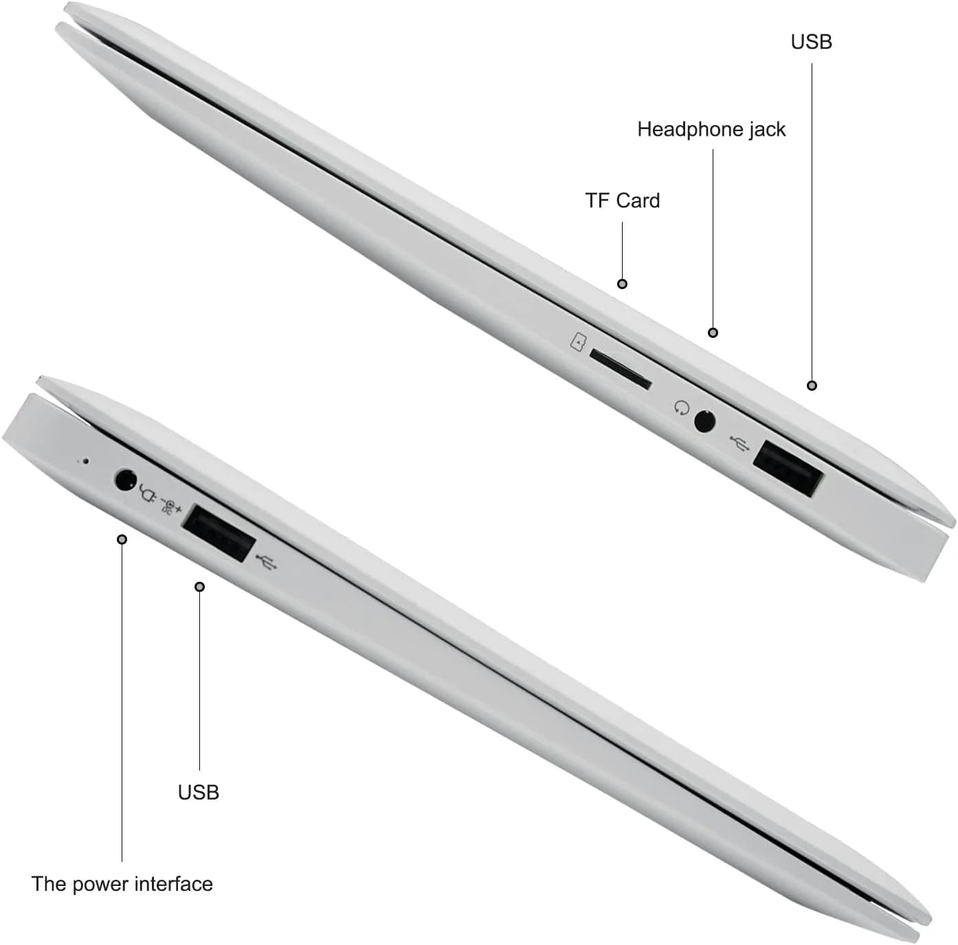 10.1" Inch Portable Kids Laptop Computer Powered by Linux-Android 12 OS, Bluetooth, Wi-Fi- White
