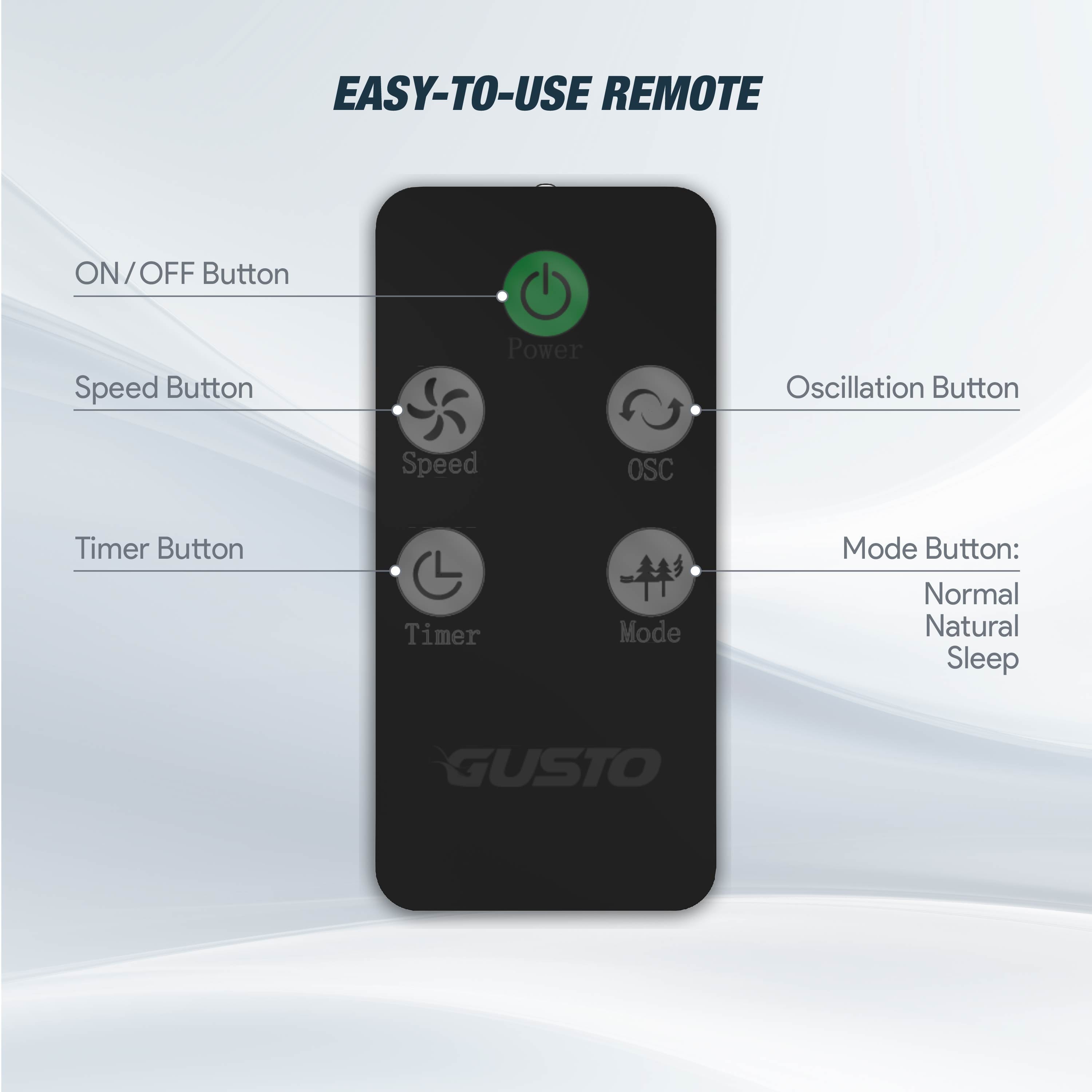 Gusto 33" Bladeless Tower Fan, 3-Speed Electric Fan with LED Display and Wifi Function, Black