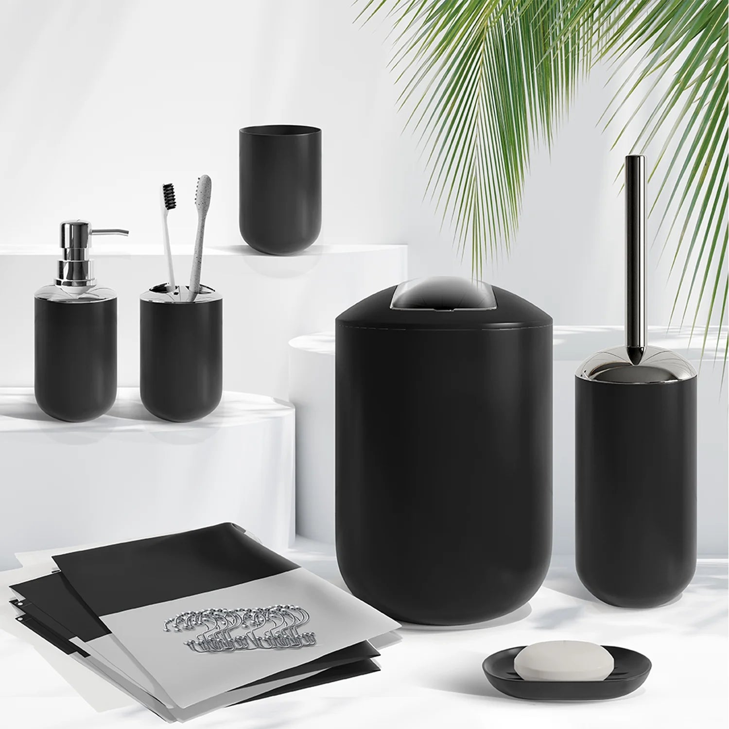 Hearth & Harbor 20 Piece Bathroom Accessories Set, Black Bathroom Decor Set