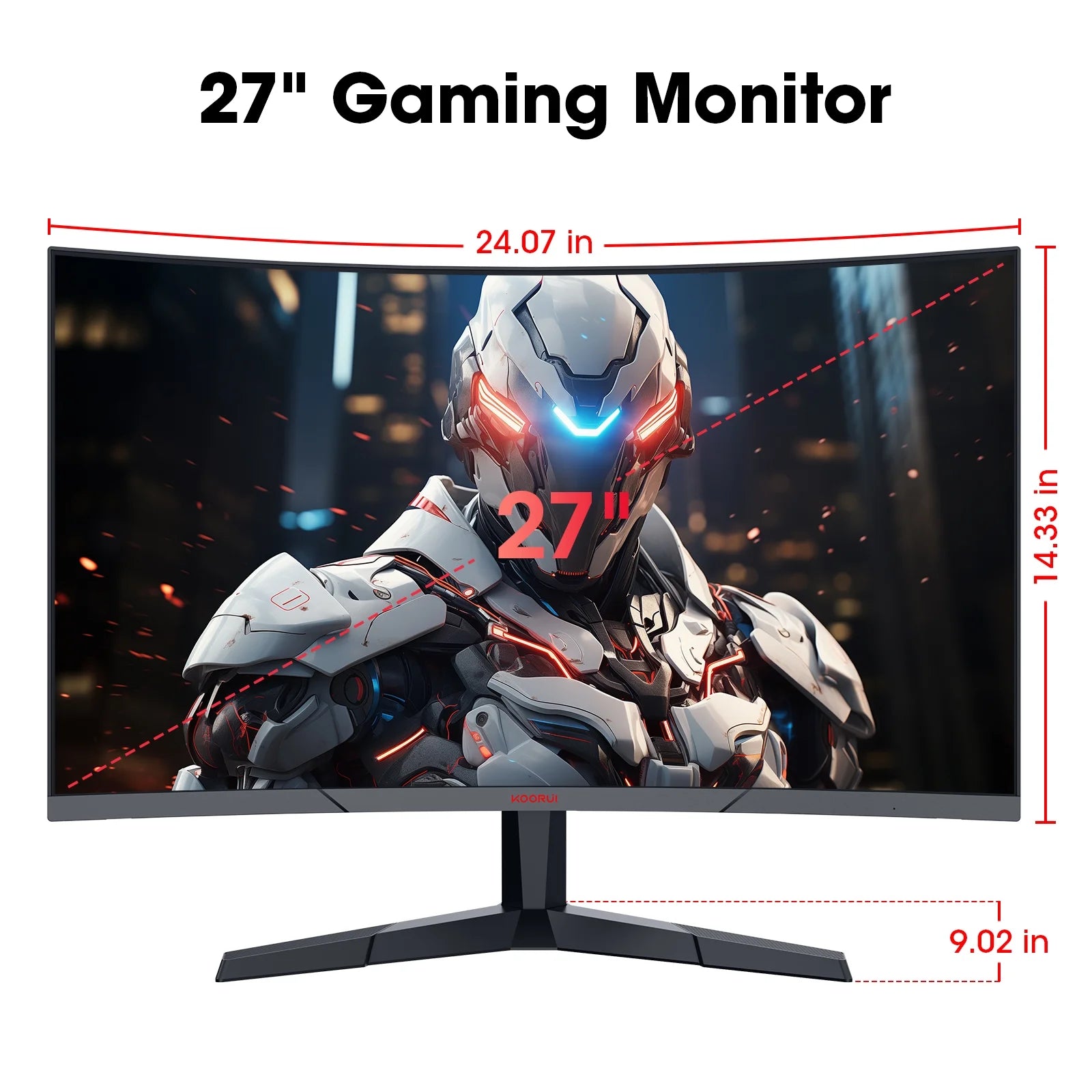 27 Inch Curved Gaming Monitor, 180Hz FHD Computer Monitors, 100% Srgb, Adaptive-Sync, 27E6CA