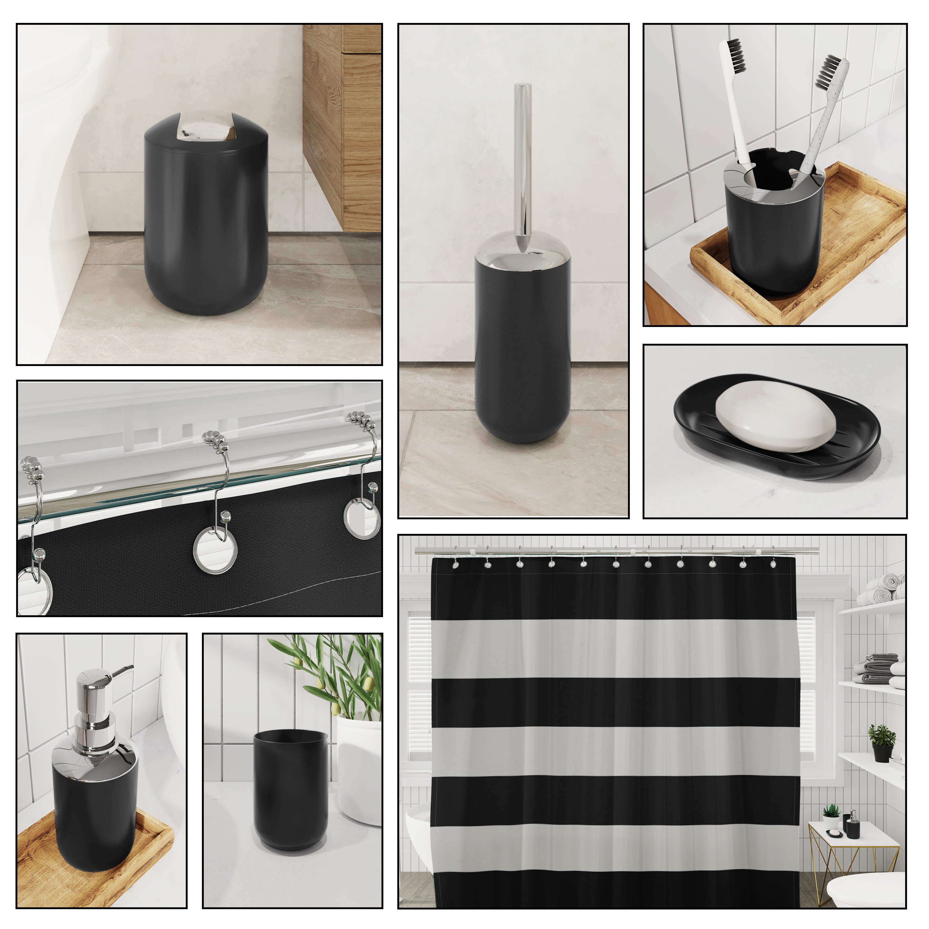 Hearth & Harbor 20 Piece Bathroom Accessories Set, Black Bathroom Decor Set
