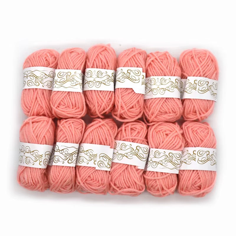 12-Piece Set of Soft Handmade Knitting Yarn - Thick Crochet Wool Line