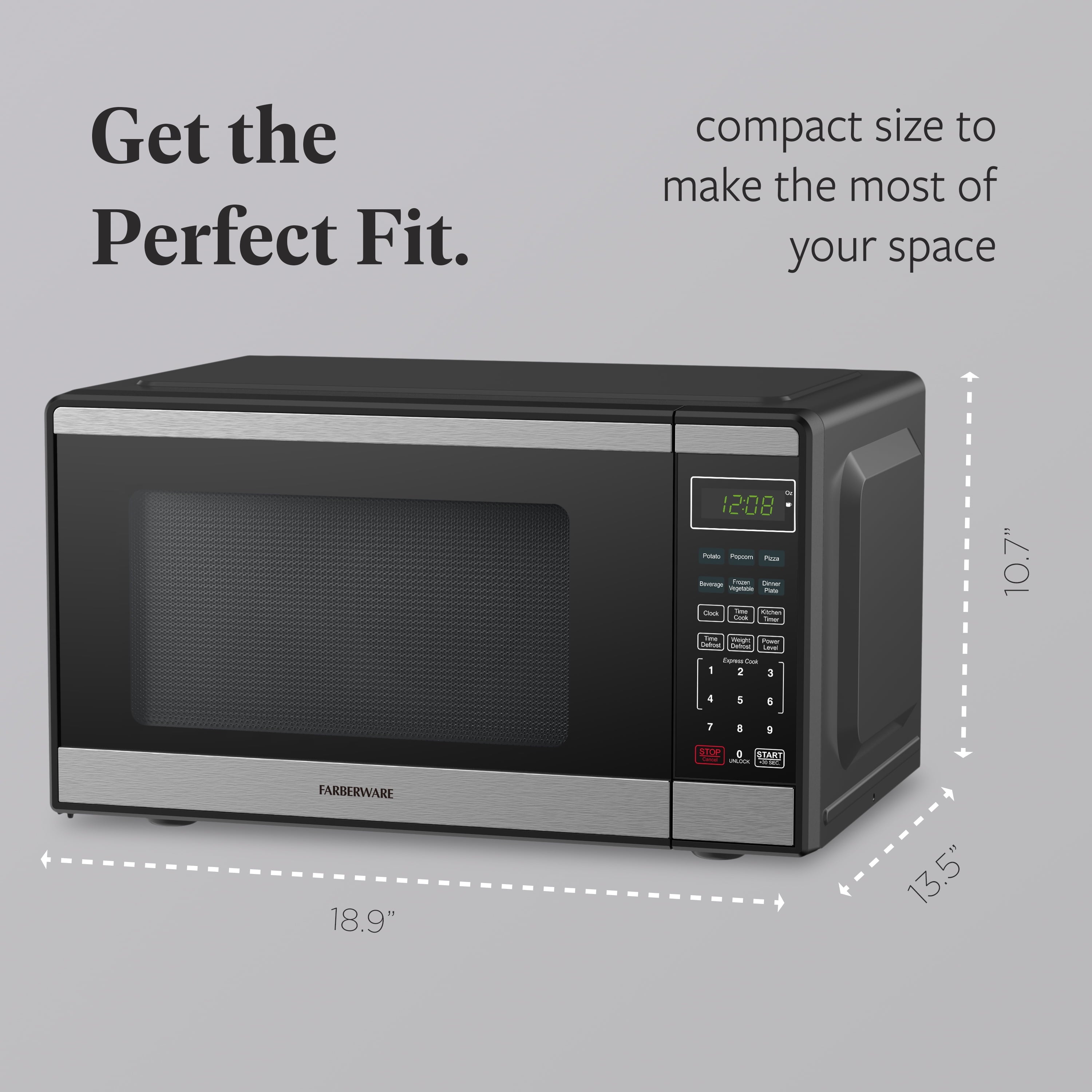 0.9 Cu. Ft. Black and Stainless Steel Countertop Microwave with 900W Power, Child Lock, Defrost, and Auto Cook Menu Options
