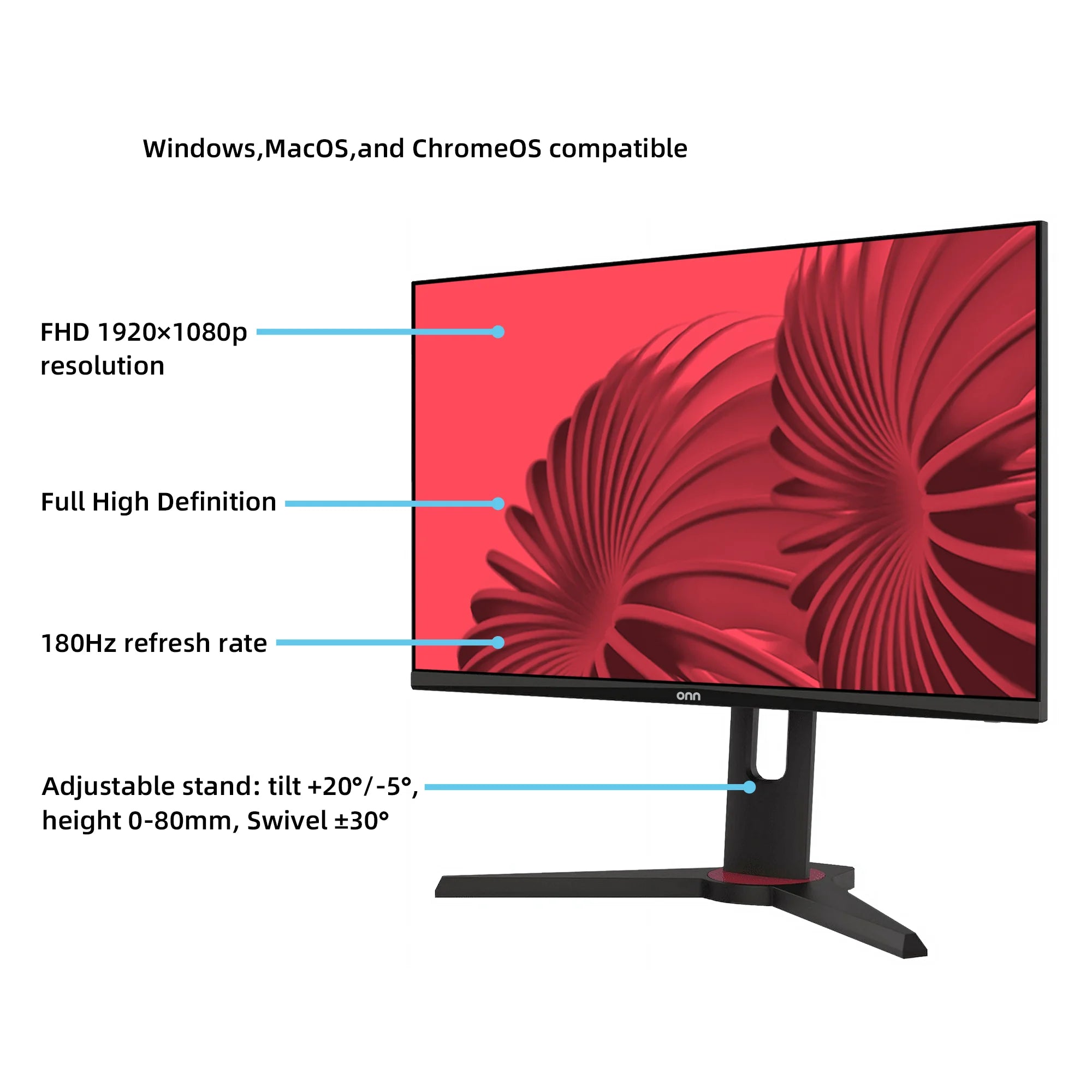 24-Inch Full HD (1920 x 1080) 180Hz 1ms FreeSync Gaming Monitor with HDMI and DisplayPort Cables, Black