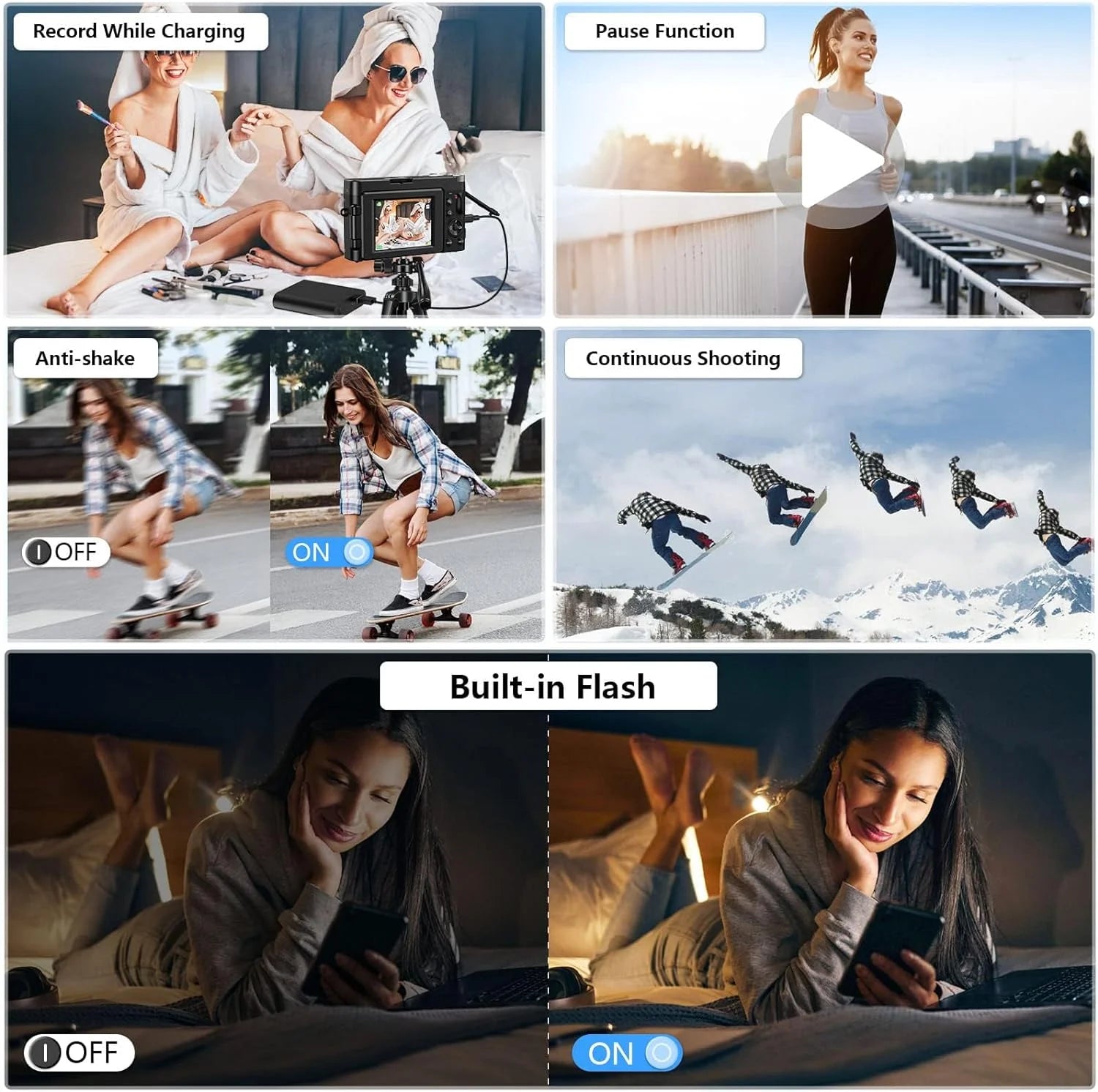 4K 48MP Digital Vlogging Camera with Autofocus and 16X Zoom, Includes 32GB SD Card for YouTube Content Creation