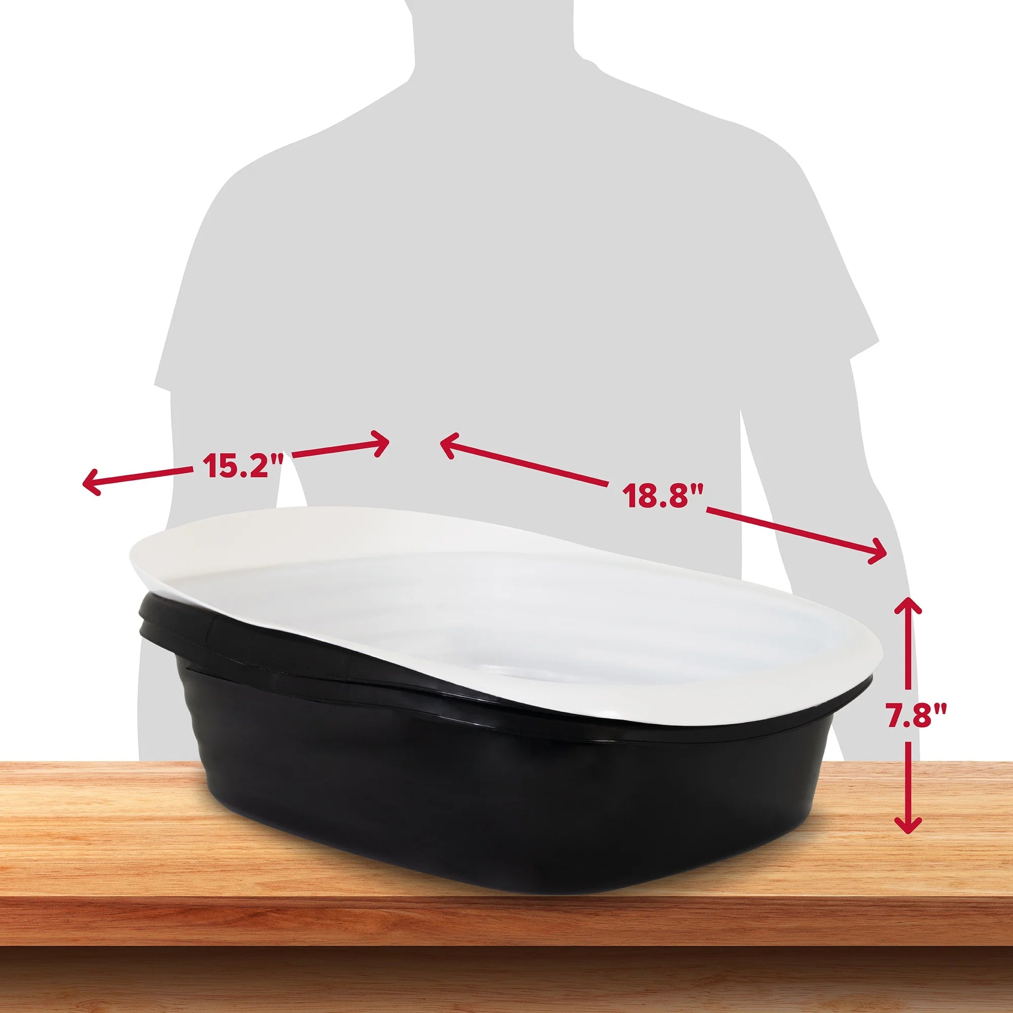 Arm & Hammer Sifting Cat Litter Box, 2 Open Top Plastic Cat Litter Pans and Cat Litter Tray, Large, Black and White