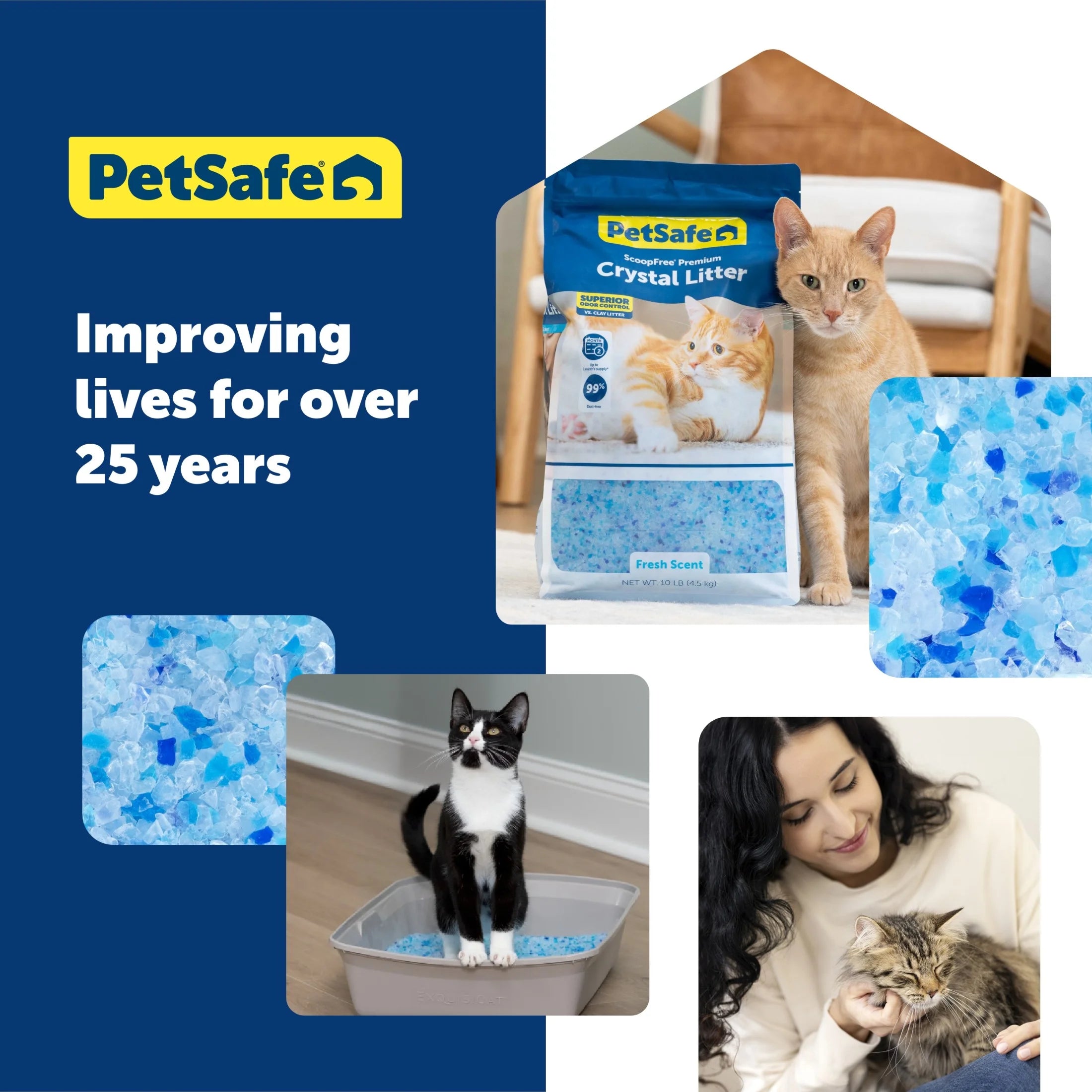Petsafe Scoopfree Premium Fresh Crystal Cat Litter, 10 Lb Bag, Odor Control Lasts up to 2.5 Months