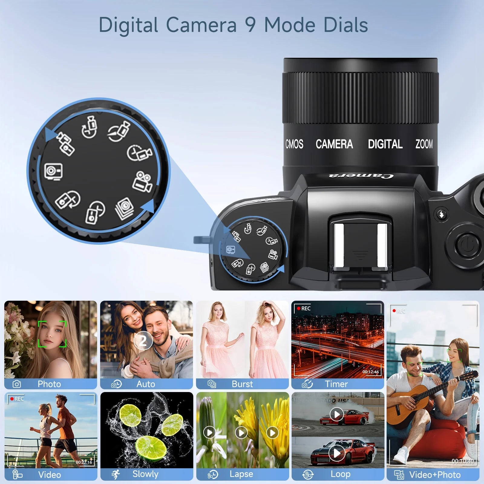 8K Digital Camera for Photography and Vlogging with Dual-Lens, 16X Digital Zoom, WiFi Touchscreen, 3000mAh Battery, and 32GB TF Card