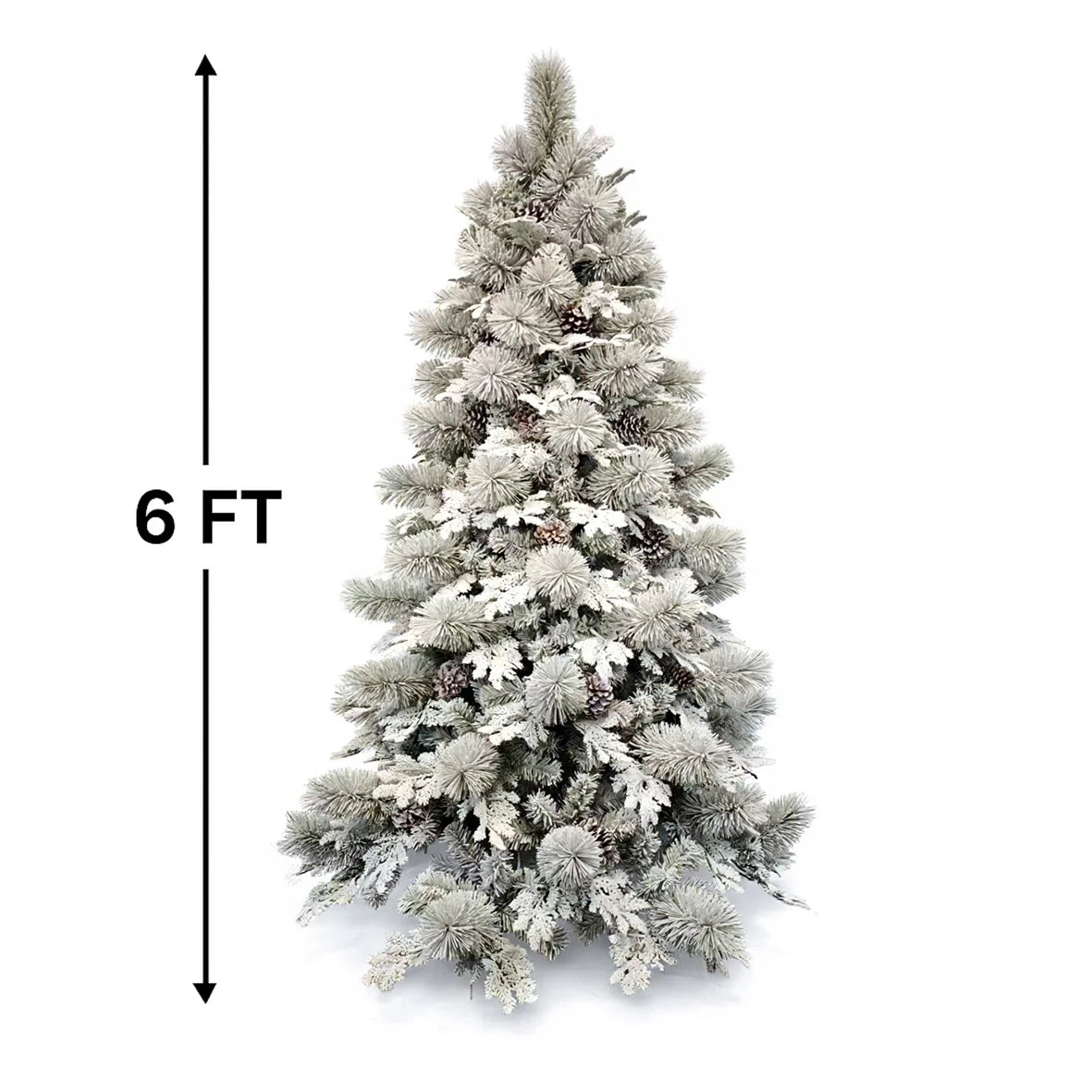 Flocked Spruce Artificial Christmas Tree - Prelit with Functions Colorful Lights & Realistic Tips, Firm Metal Stand & Lights, Easy Assembly